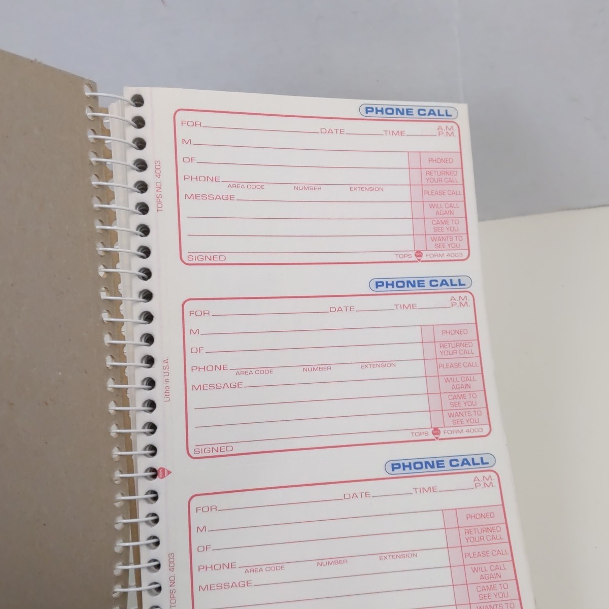 Vintage Phone Message Book Tops 400 Duplicate Carbonless Spiral Office Pad