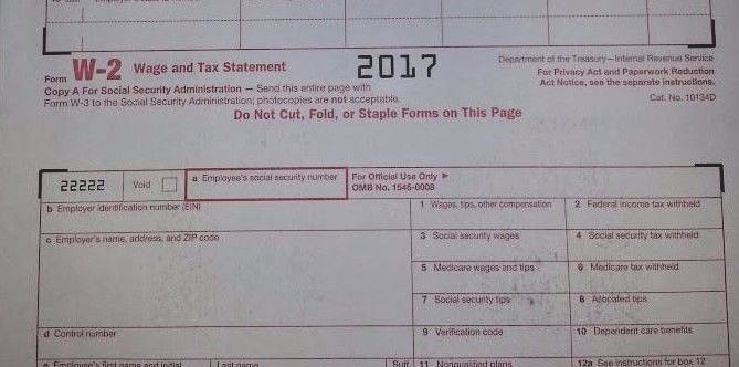 2017: 5 SHEETS W-2 IRS Wage/Tax Statement & 2= W-3 Transmittal Forms