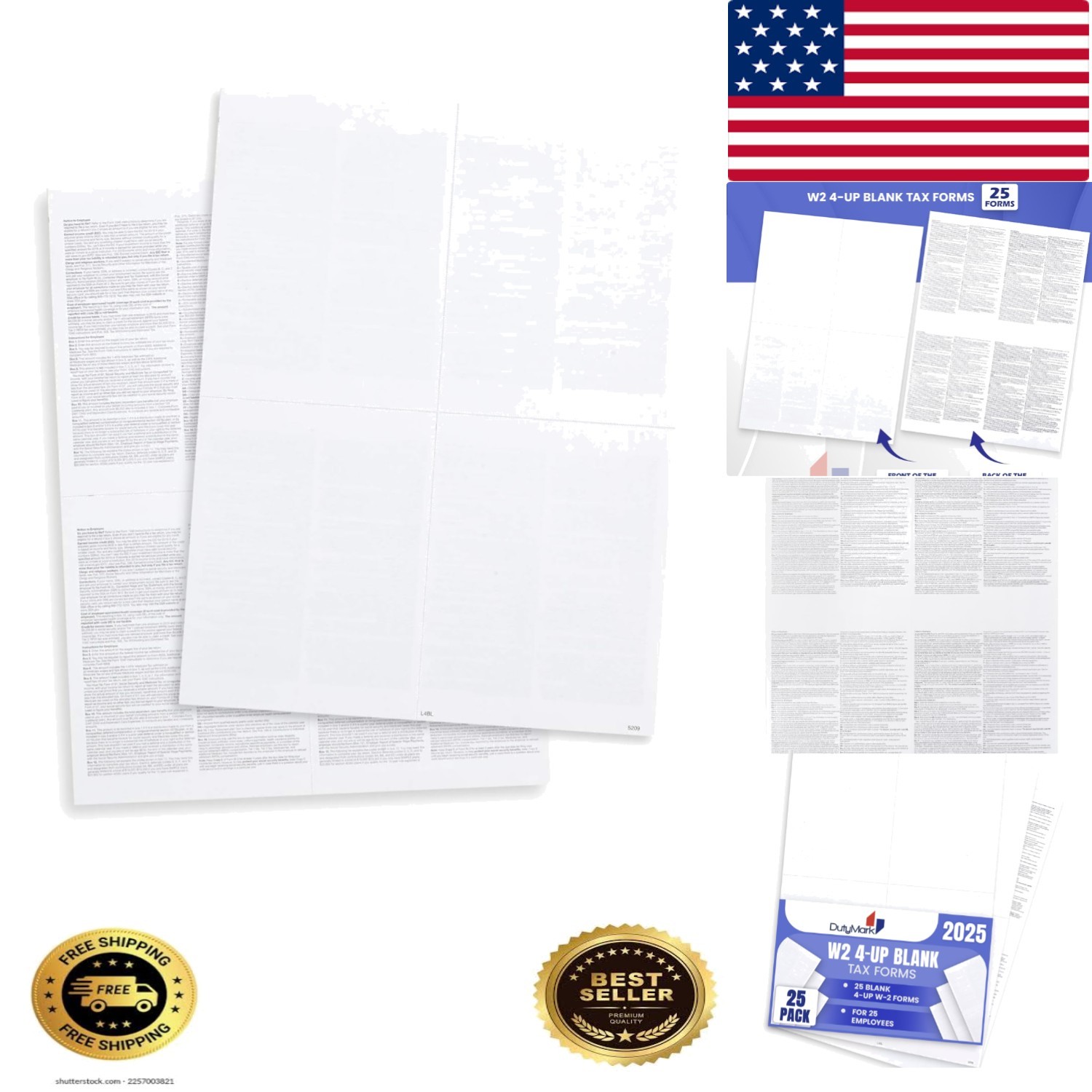 Blank W2 4 Up Tax Forms 2025, 25 Employees kit, Instructions in Back of the F…