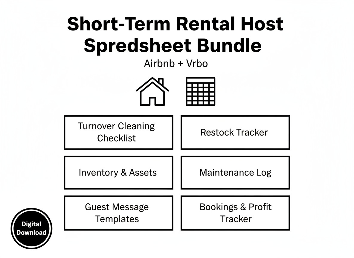 Airbnb Vrbo Host Operations Spreadsheet | Cleaning Checklist | Inventory + More!