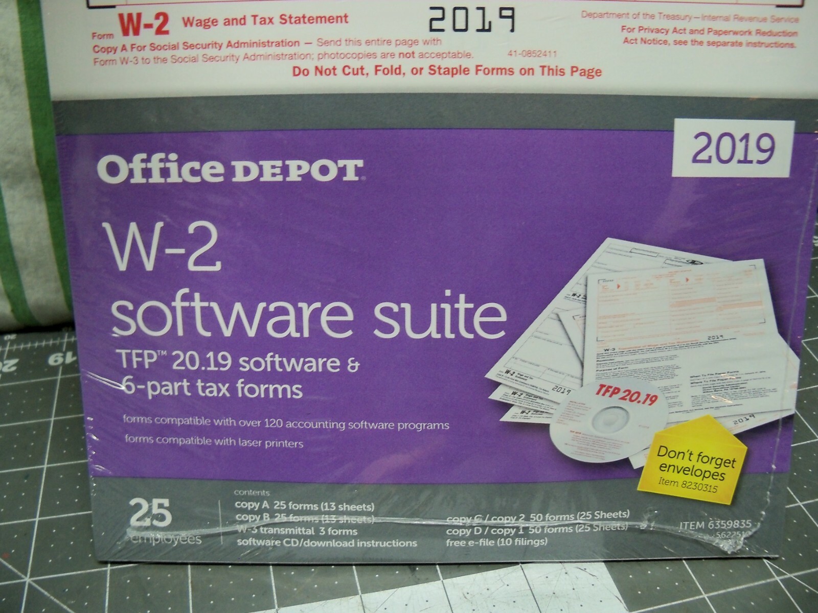 Office Depot W-2 Software Suite 2019 2-Up 6-Part 25 Pk Laser Tax Form Staples W2