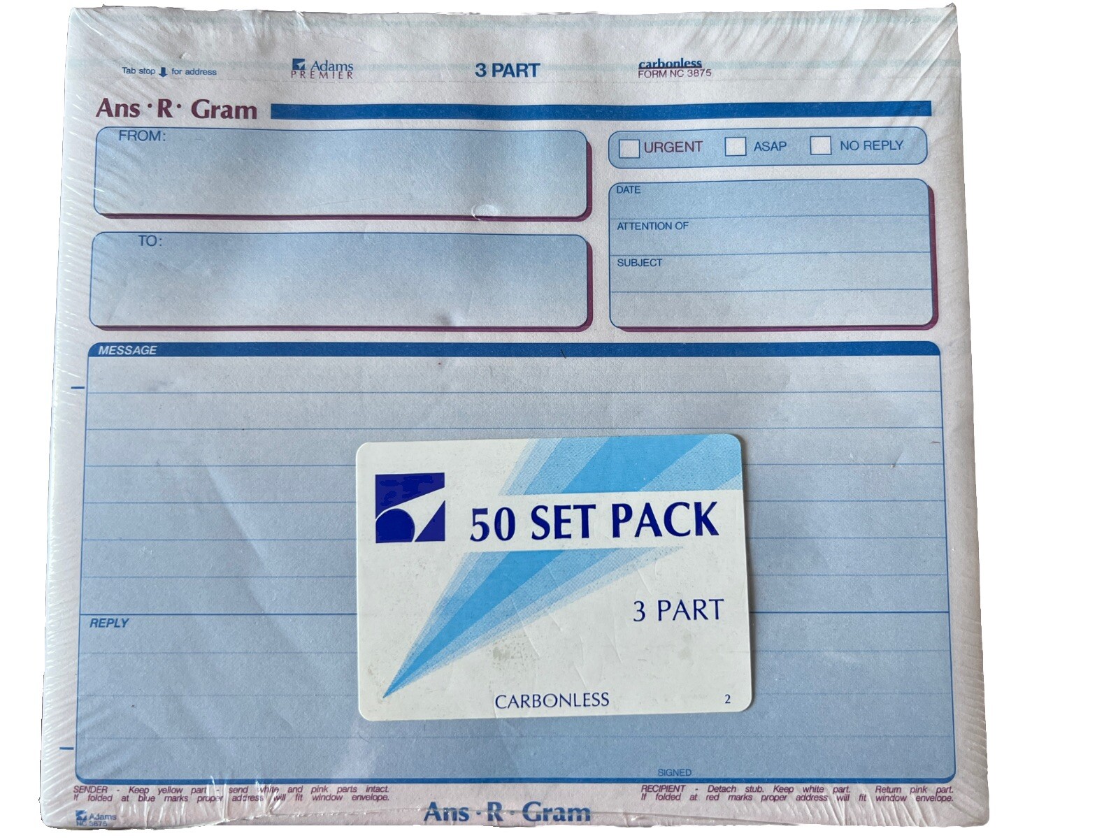 ANS-R-Gram 3-Part Carbonless 8.5″L x 7.4″W 50 Forms Factory Sealed Unused