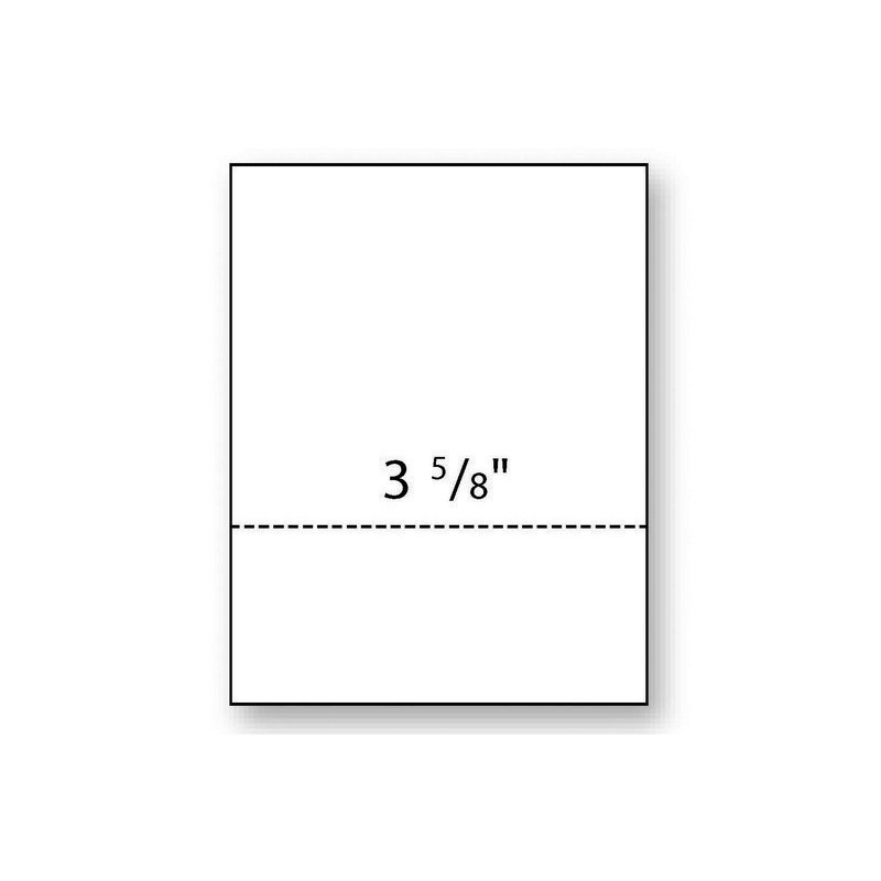 8-1/2” x 11″ Laser Cut Sheet, 24# White Stock, 1 Horizontal Perforation 3-5/8″
