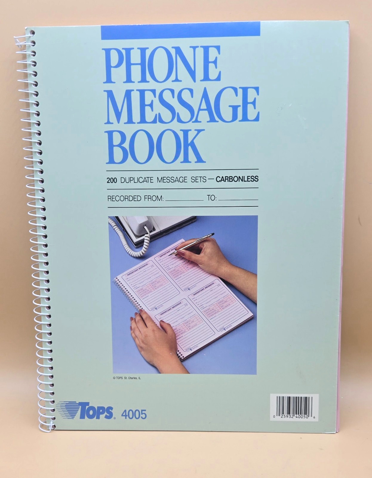 VTG TOPS Phone Message Important Message Book 200 Carbonless Duplicate 4005 NEW