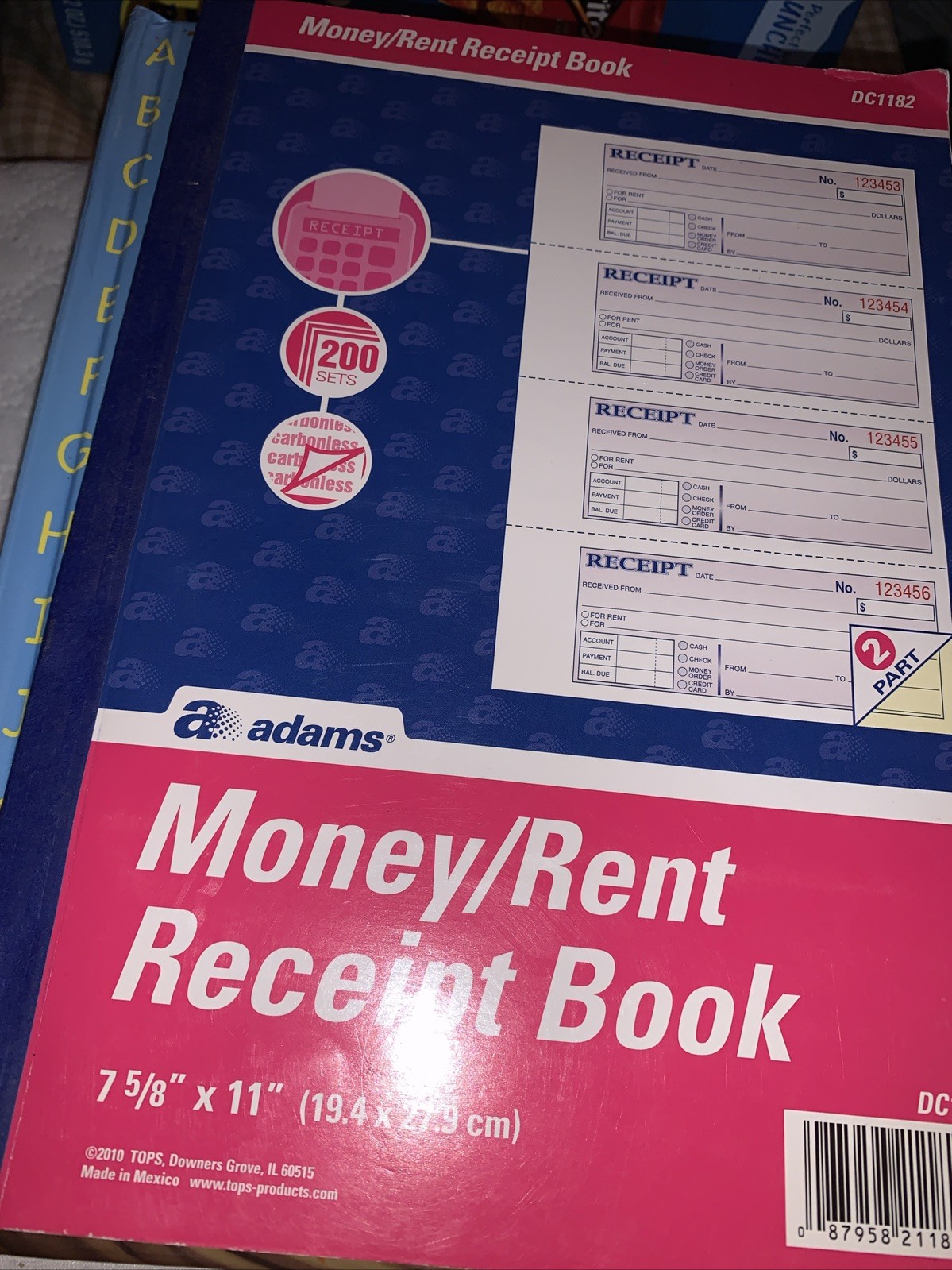 Adams Invoice Book, 7-5/8 x 11”, 2-Part, Carbonless DC1182. 200 sets money rent