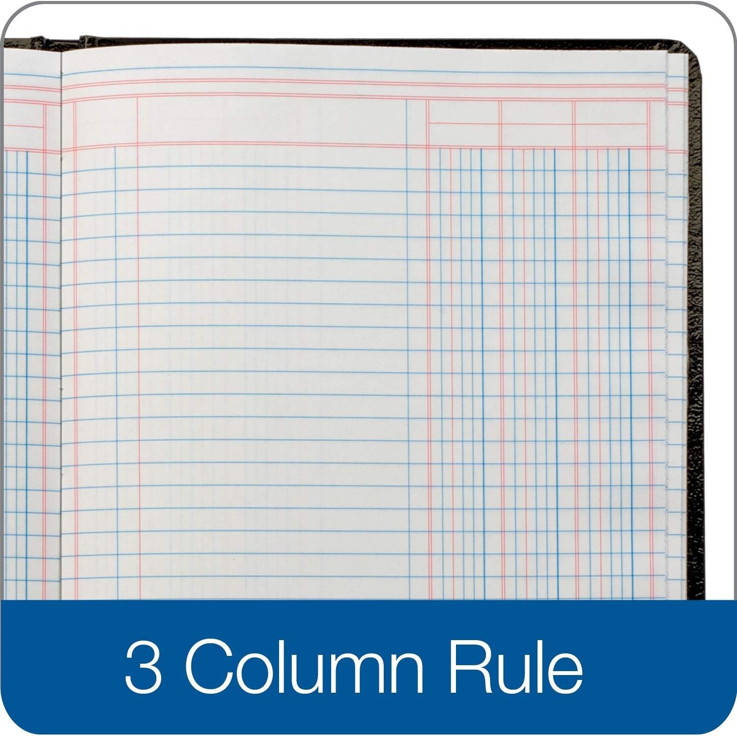 Account Book, 7 x 9.25 Inches, Black, 3-Columns, 80 Pages