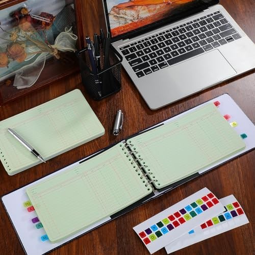 Skyygemm Ring Ledger Binder with 200 Pcs 5″x8.5″ Ledger Sheets Small Index Tabs
