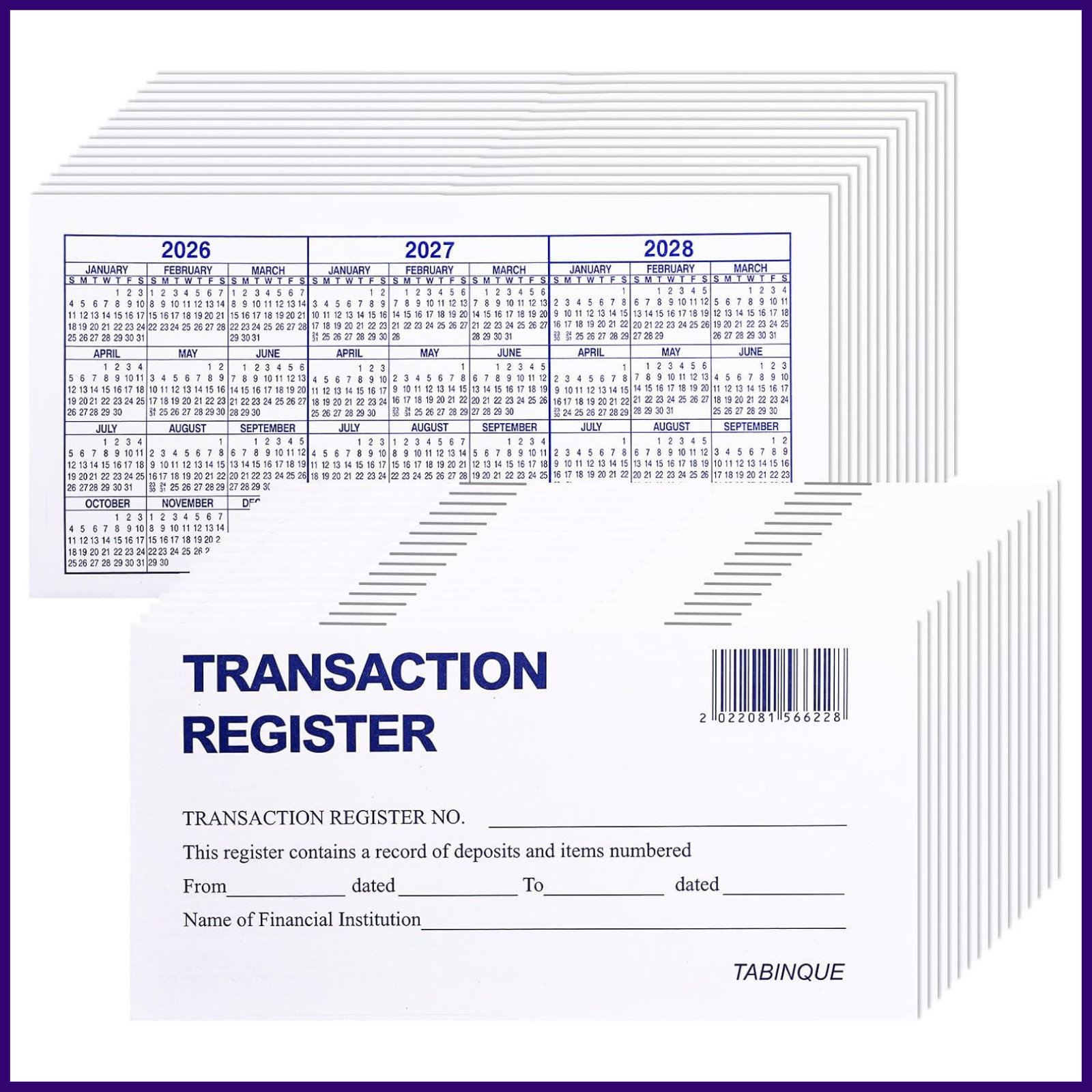24 PCS Check Registers for Personal Checkbook, Easy to Read Checkbook Register