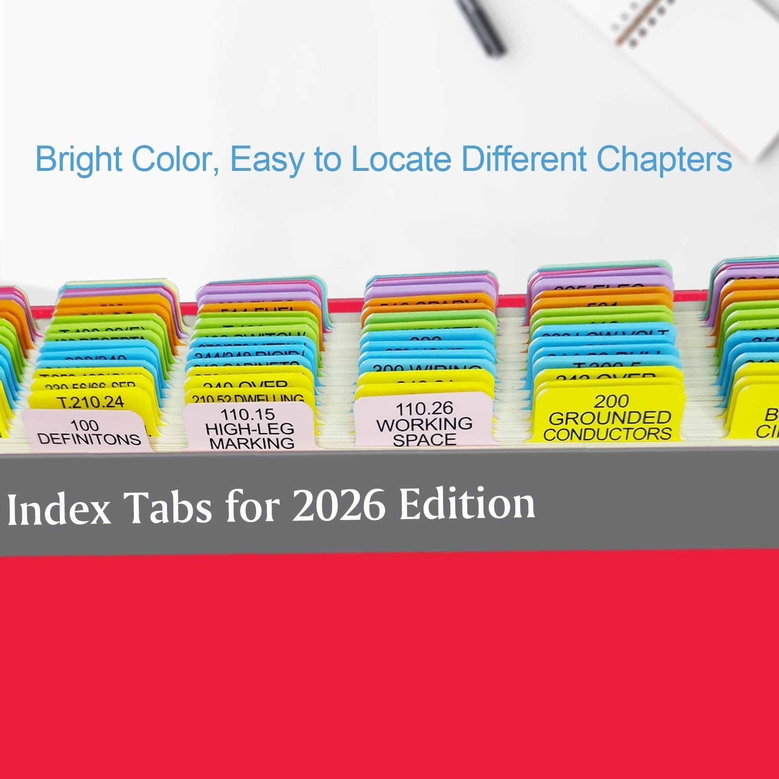 Mevisky Index Tabs for 2026 NEC Code Book – 134 Color-Coded Laminated Tabs
