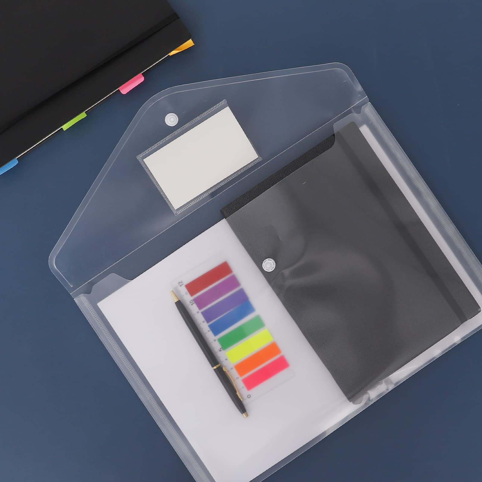 EOOUT 30pcs Plastic Envelopes, Clear Envelopes with Snap Closure,