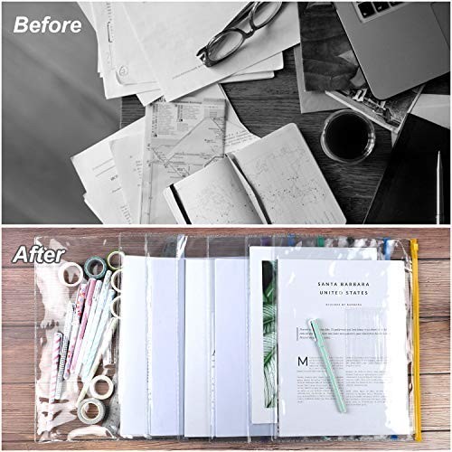EOOUT 24pcs Plastic Envelopes Poly Zip Files Zipper 10 Colors