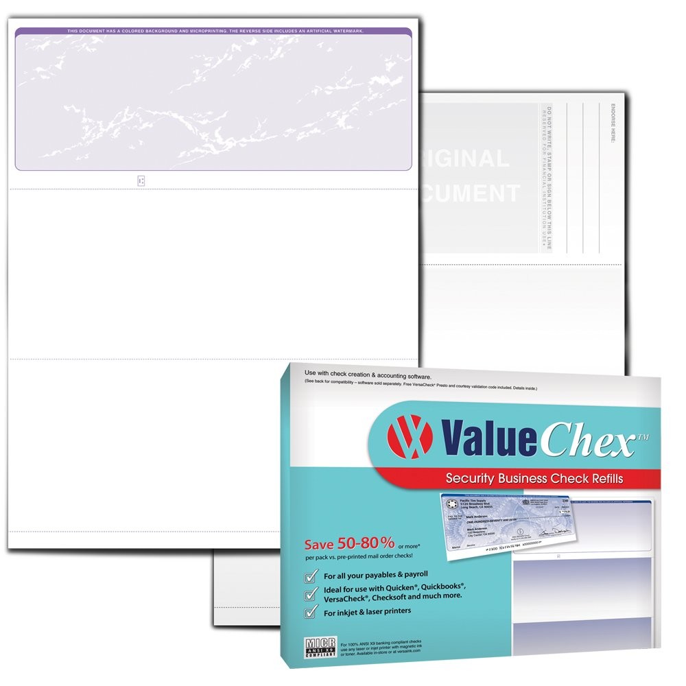 VersaCheck ValueChex – 55 Blank Business Voucher Checks – 55 Sheets, Purple