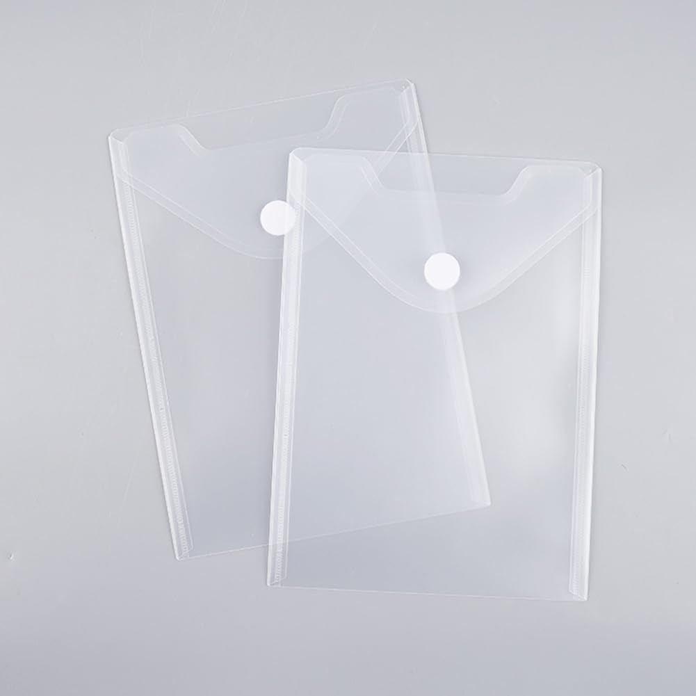 BEAMARKER 10Pcs Clear Plastic Envelopes with Snap 4x6inch(10x15cm),