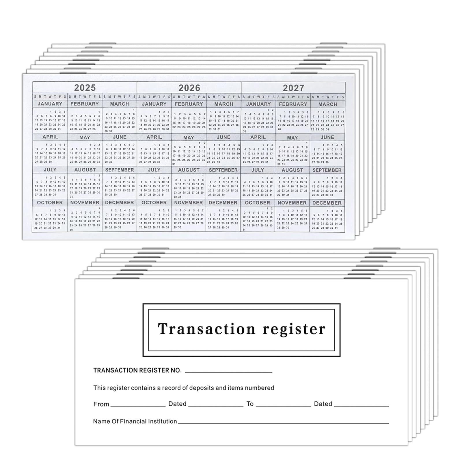 16 pcs Checkbook Register, 6″ x 3″ Easy to Read Black & White Check Registers