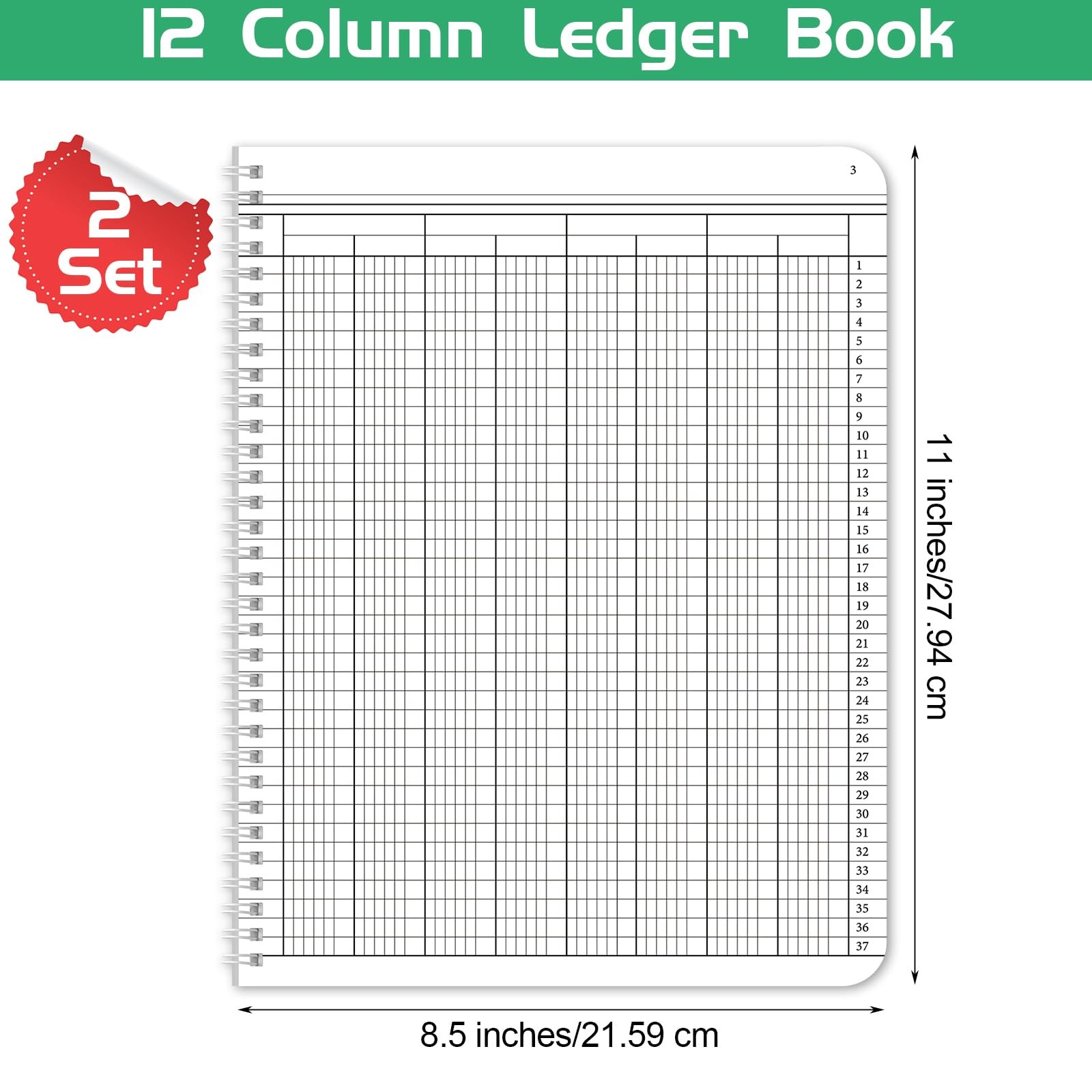 Sayglossy 2 Pack Ledger Books Columnar Log Accounting Notebook for…