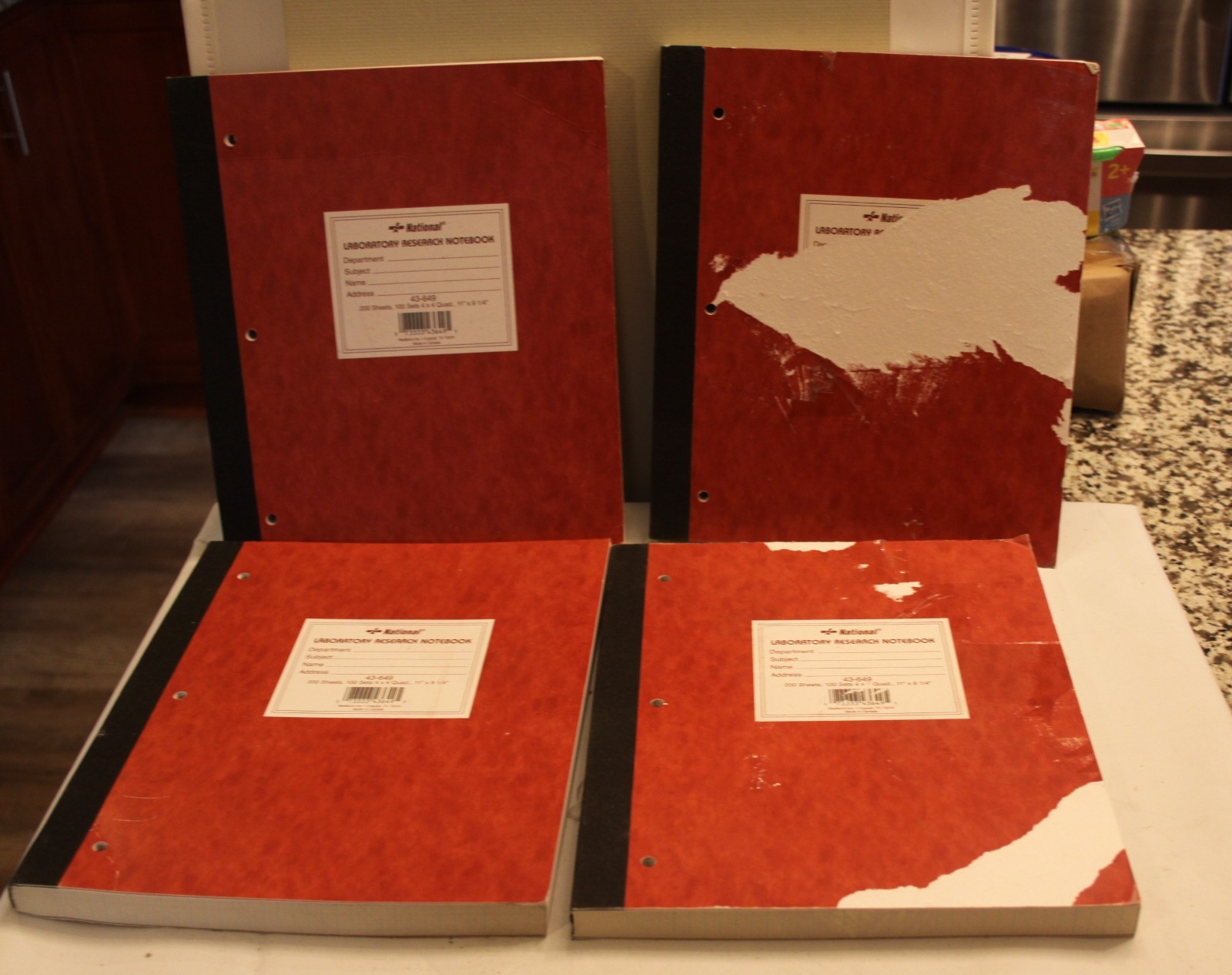 4 National Brand 43-649 Laboratory Notebooks 4 x 4 Quad Ruled, cover damage