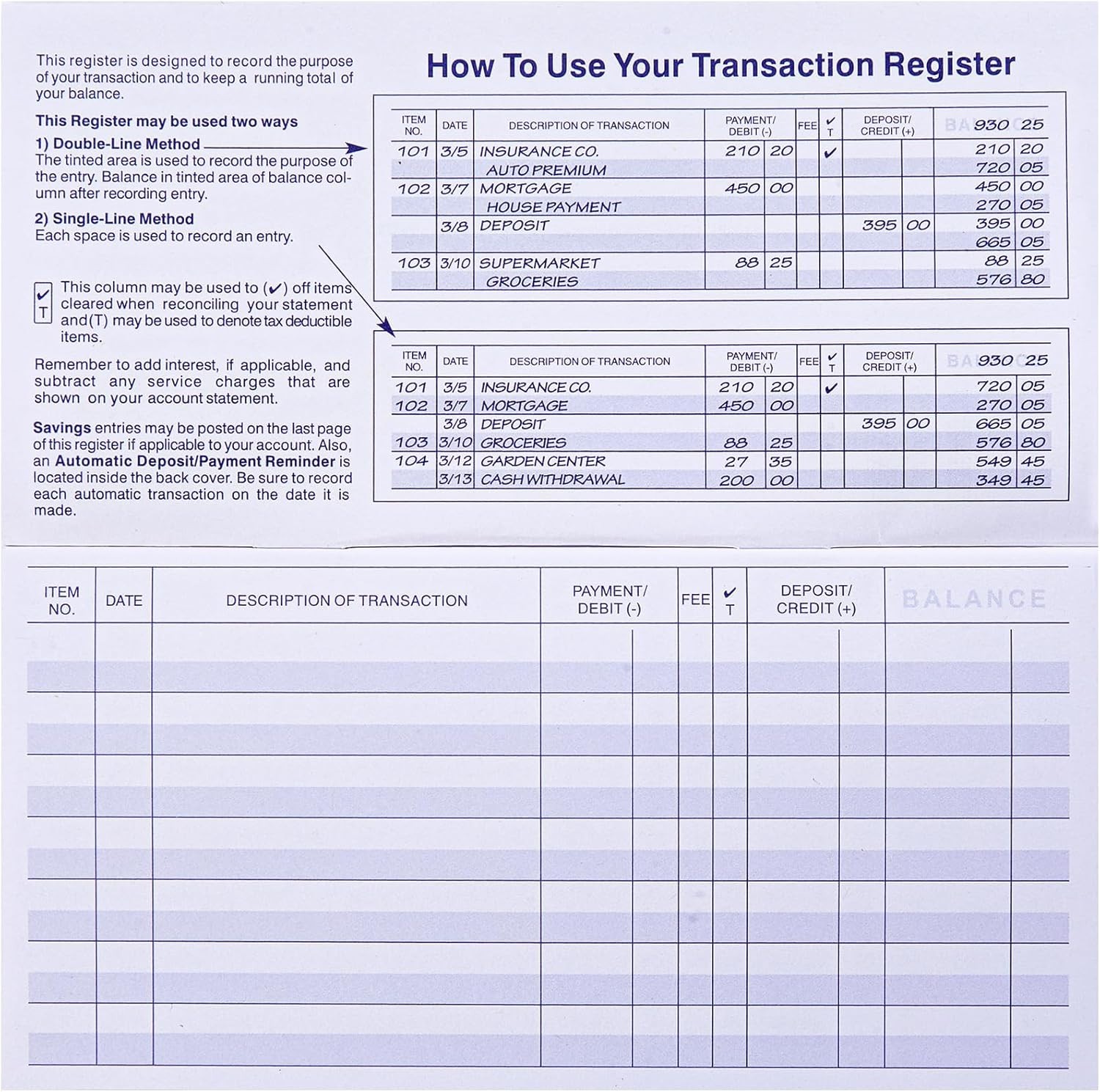 24 Pack Standard Easy-Read Check Registers – Perfect for Personal Checkbooks