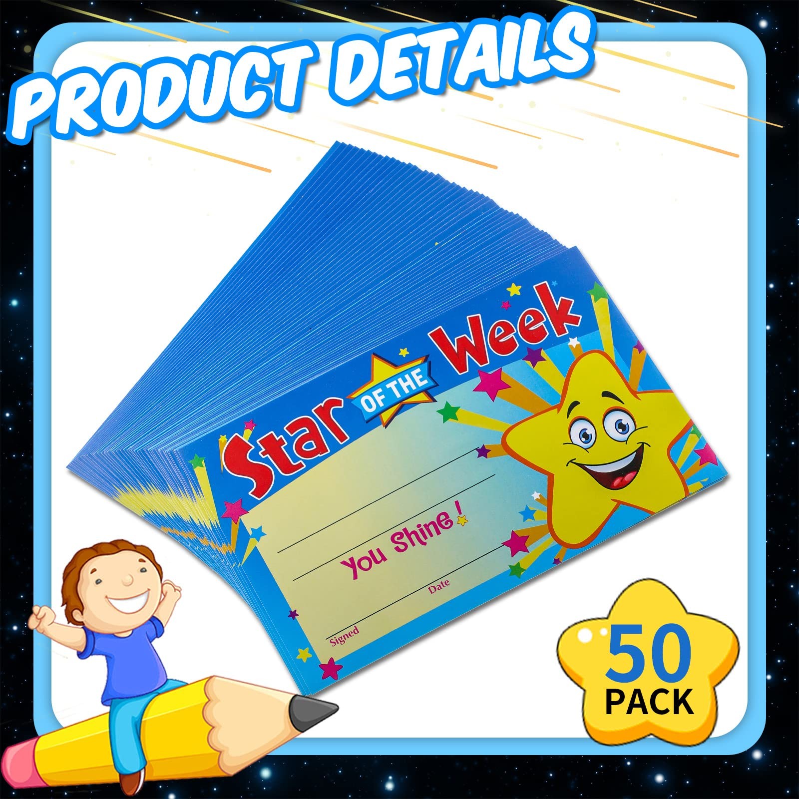 Gersoniel 50 Pack Recognition Rewards Star Student Certificates Awards…