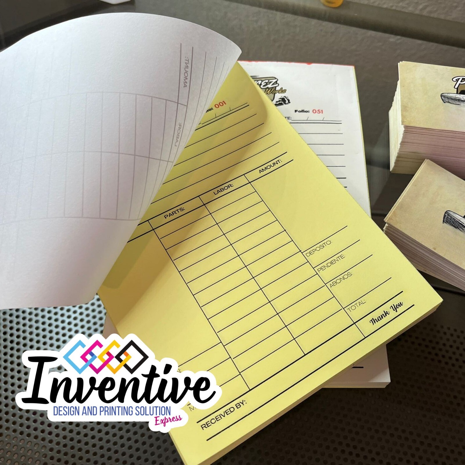 Custom sales notes/invoices for your business free design8.5×5.5″ passing paper.