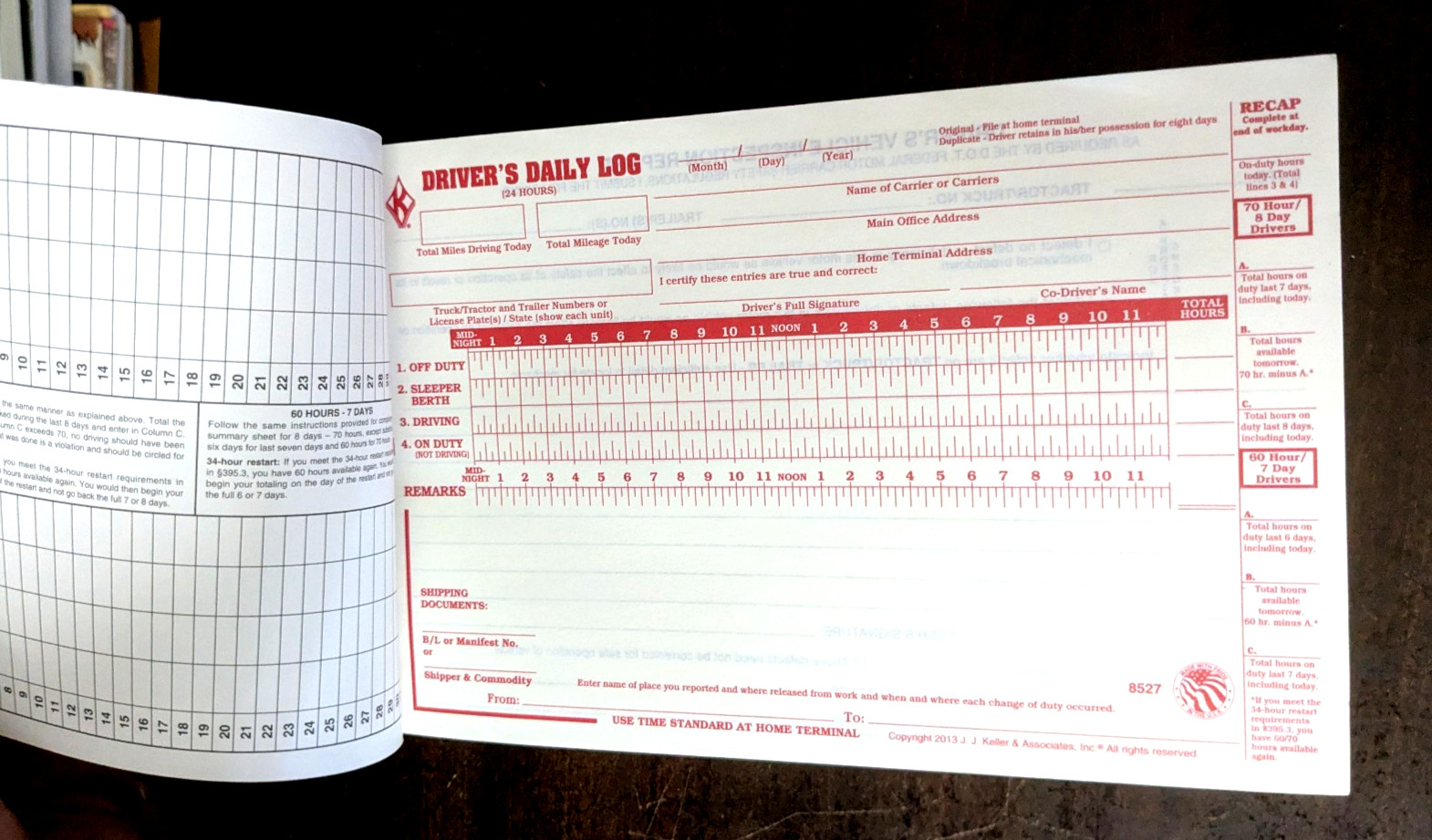 J.J. Keller Driver’s Daily Log Book with Simplified DVIR (8527) FAST SHIPPING