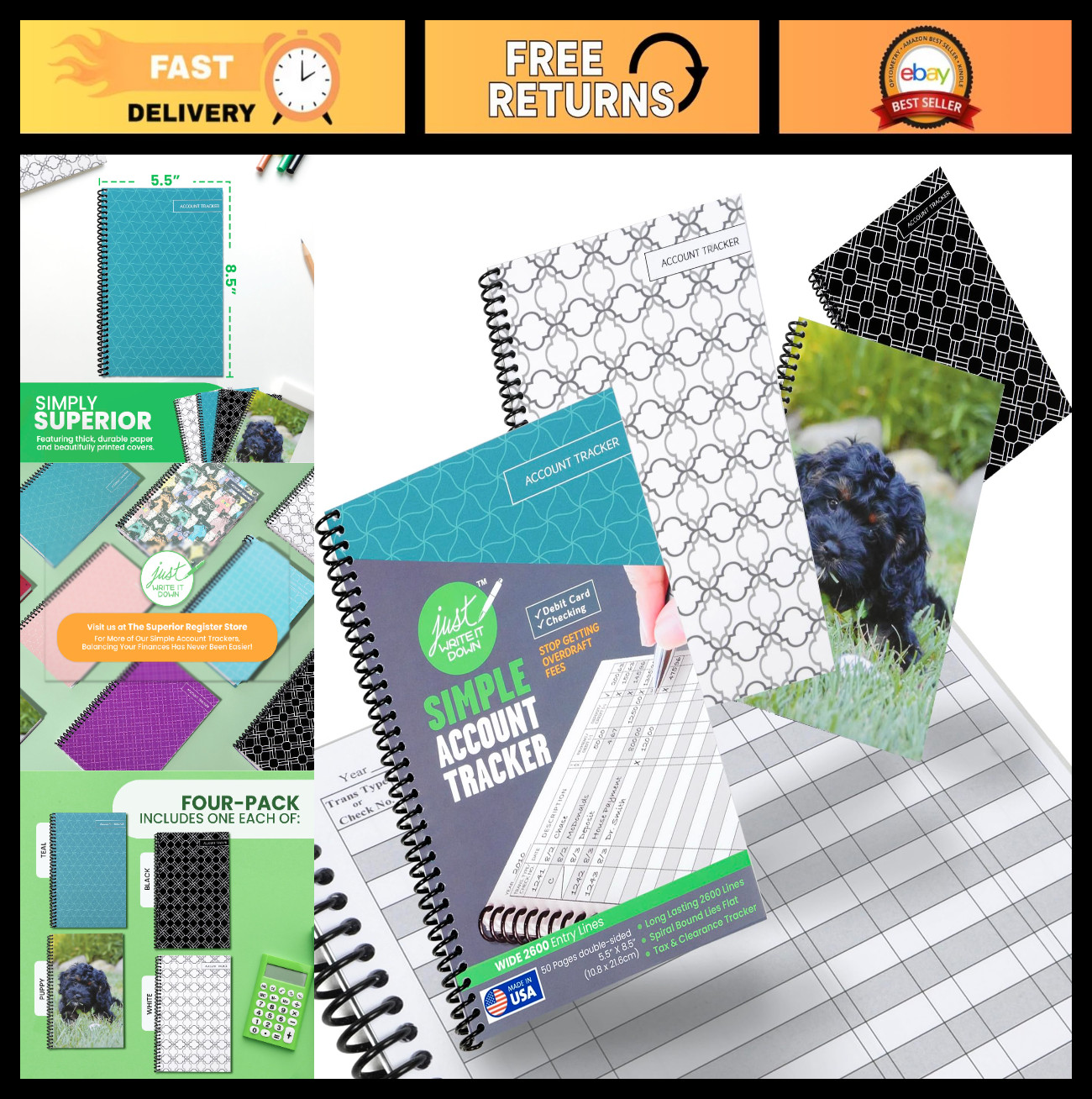 Premium Check Book Register & Debit Card Ledger Notebook – Expense Tracker, Cash