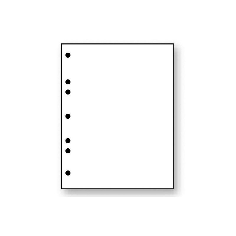 8-1/2” x 11″ Laser Cut Sheet, 20# White Stock, 7 Hole Punch Left, 5/16″