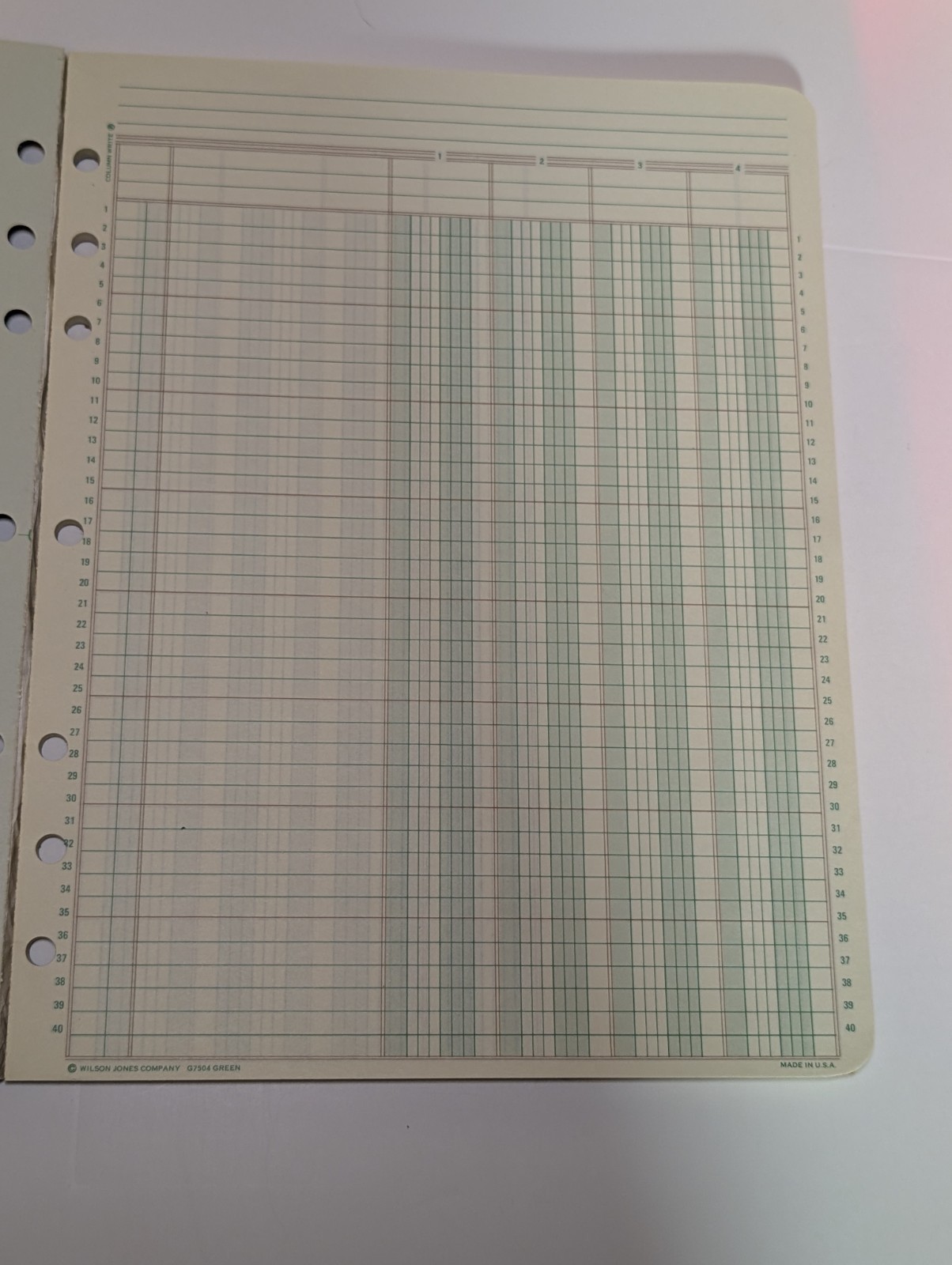 Wilson Jones Columnar Pad 4 Columns Ring Binders G7504 50 Sheets 11″ x 8.5″ 1968