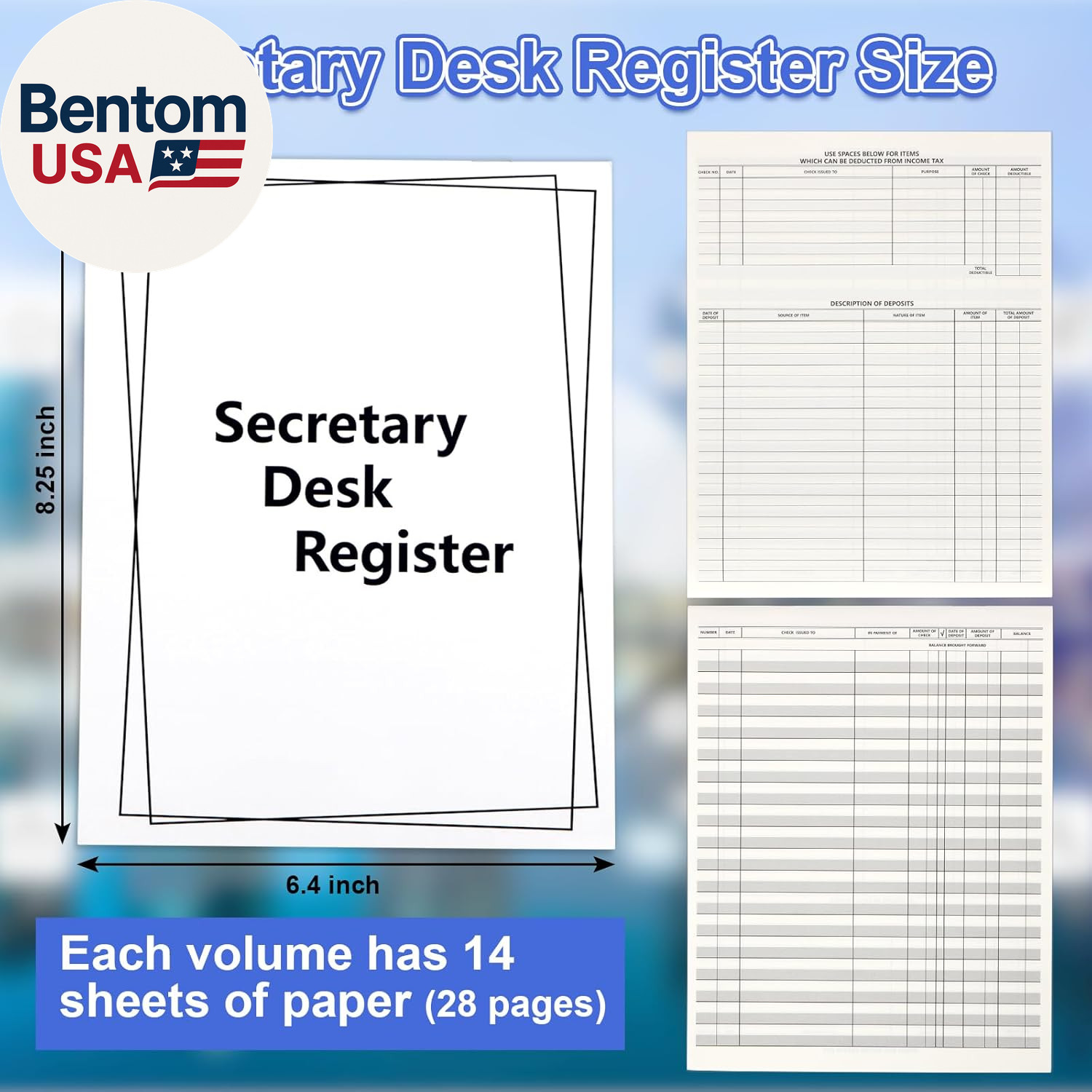5 Pieces Checkbook Transaction Register 6.4 * 8.25Inch Secretary Deskbook Check