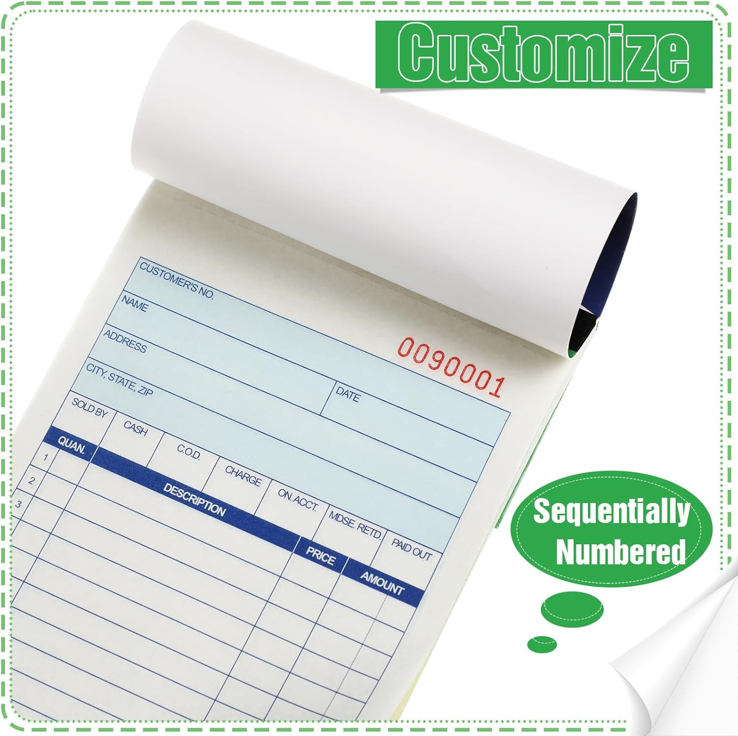 45 Pads Sales Order Books 2 Part Carbonless, Receipt Book with Carbon Copies, 50