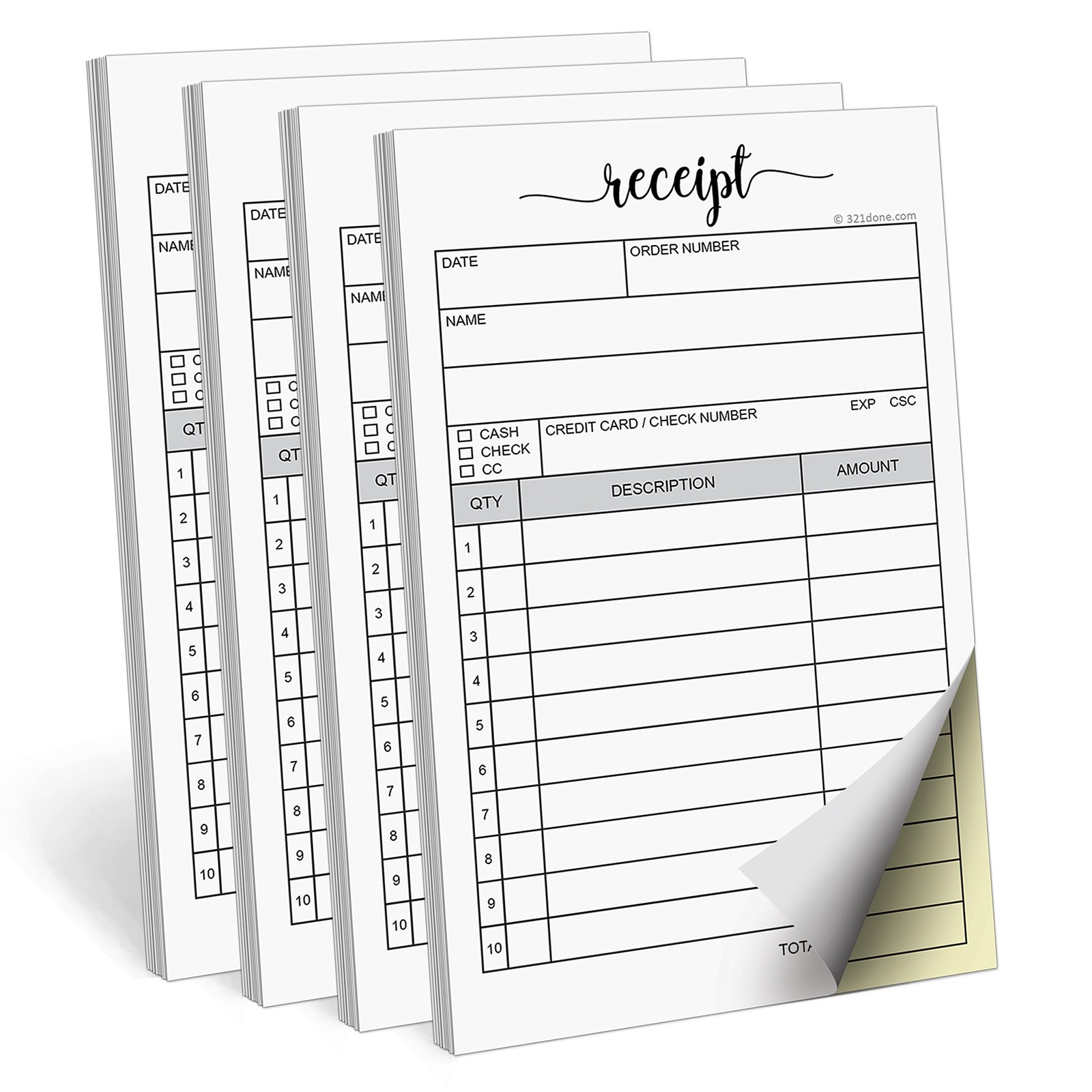 Receipt Book with Carbon Copies, 4-Pack for Small Boutique Business, 2-Part C…