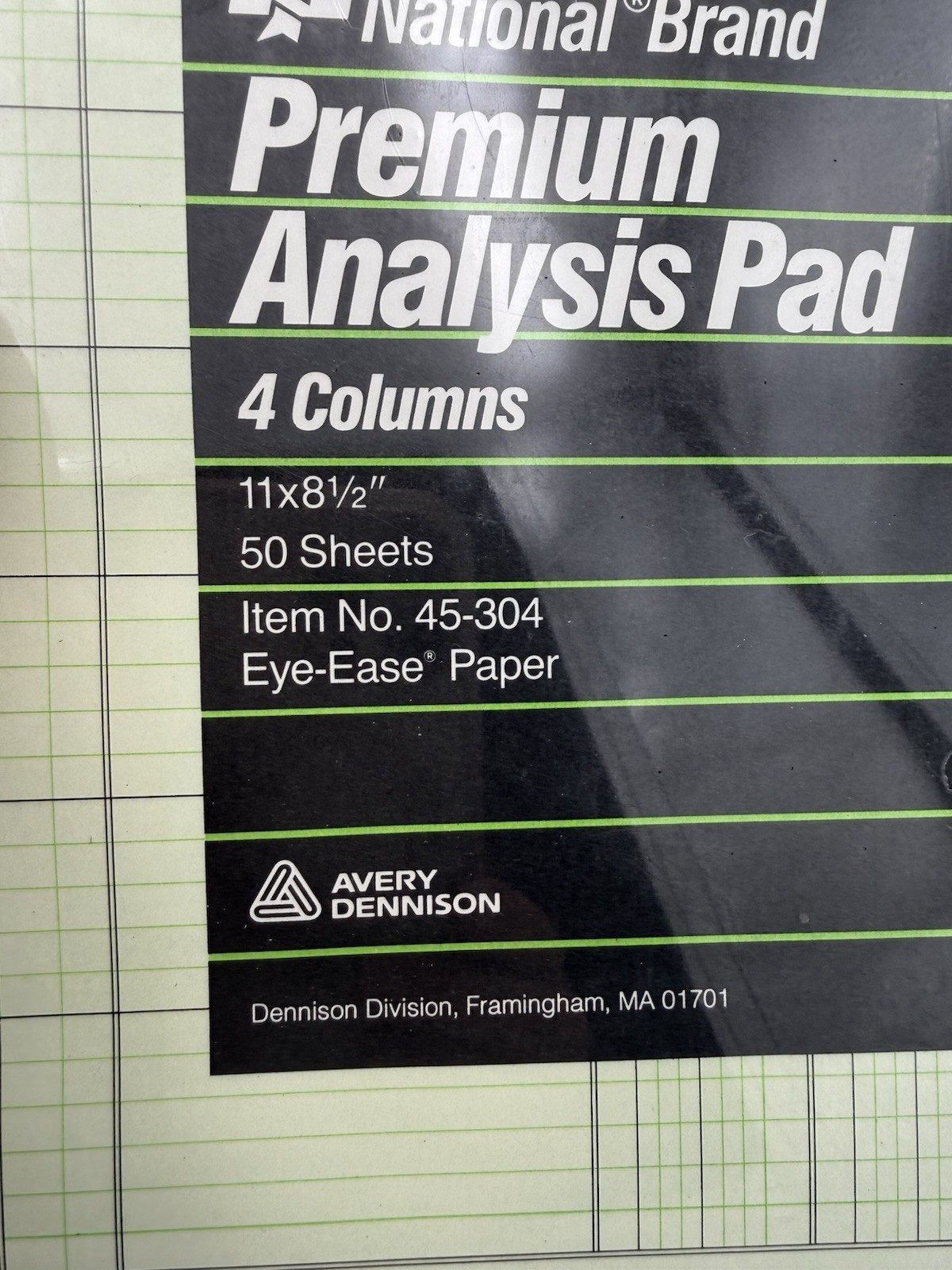 Avery National Brand Premium Analysis Pads 4 Column 11 x 8.5in 45-302 New 2 Pack