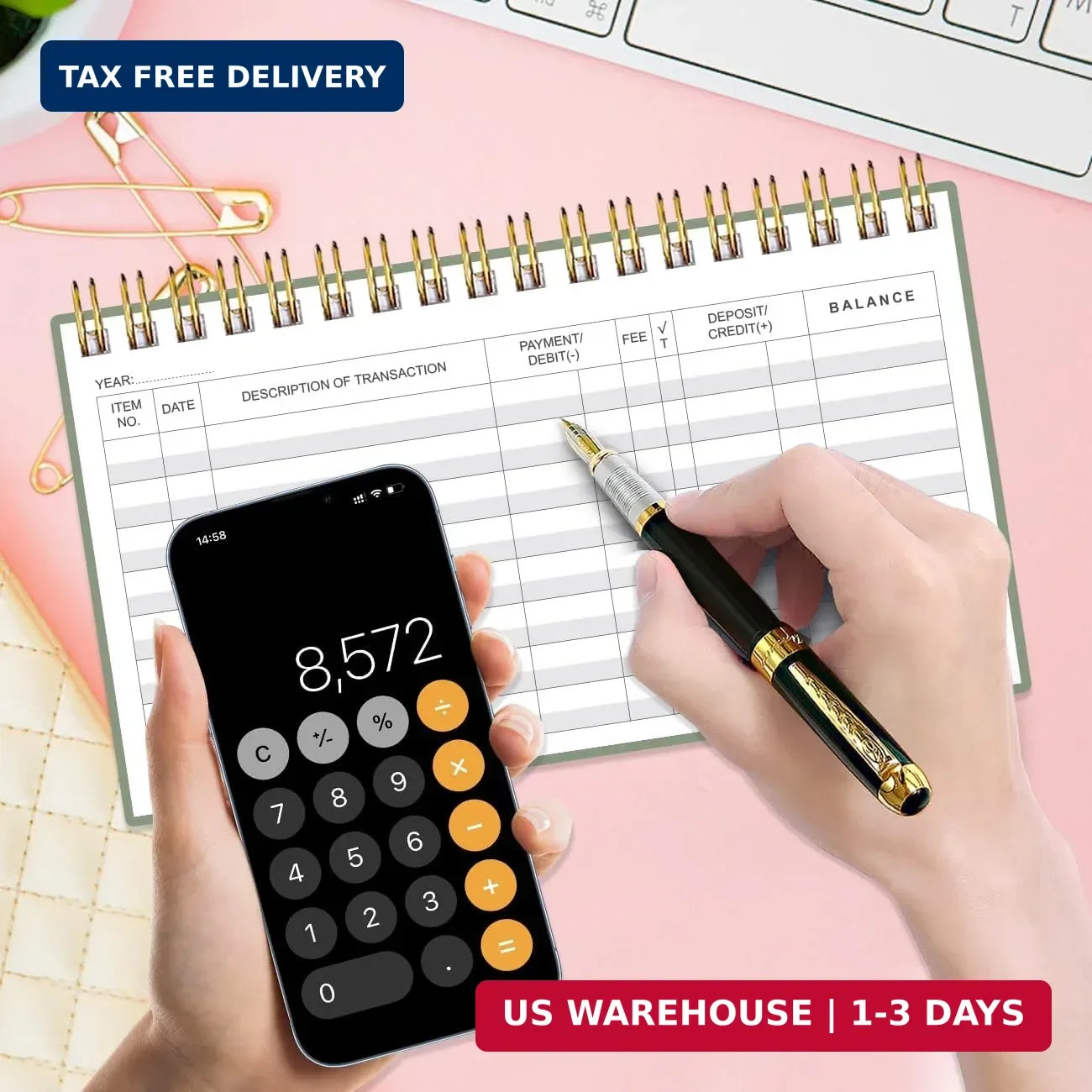 Check Registers for Personal Checkbook – A6 Blank Ledger Transaction Registers f