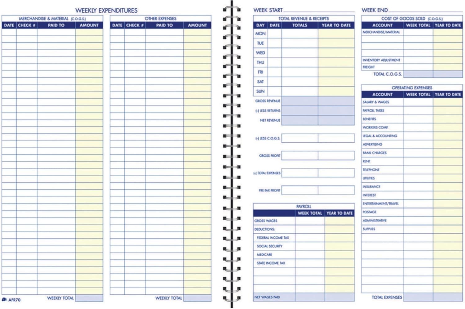 112-Page White Financial Tracking Notebook – 8.5 x 11 Inches Weekly Planner