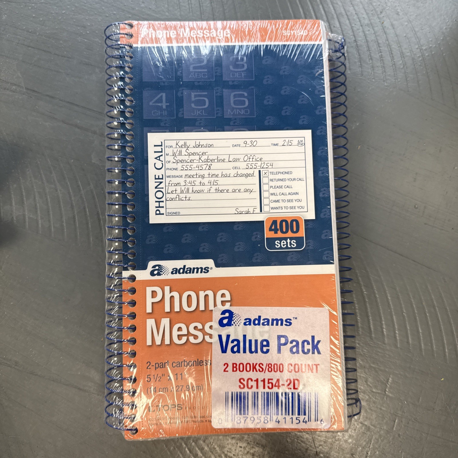 Adams Phone Message Book 2 Carbonless Parts 2 Spiral Books 800 Sheets Total New