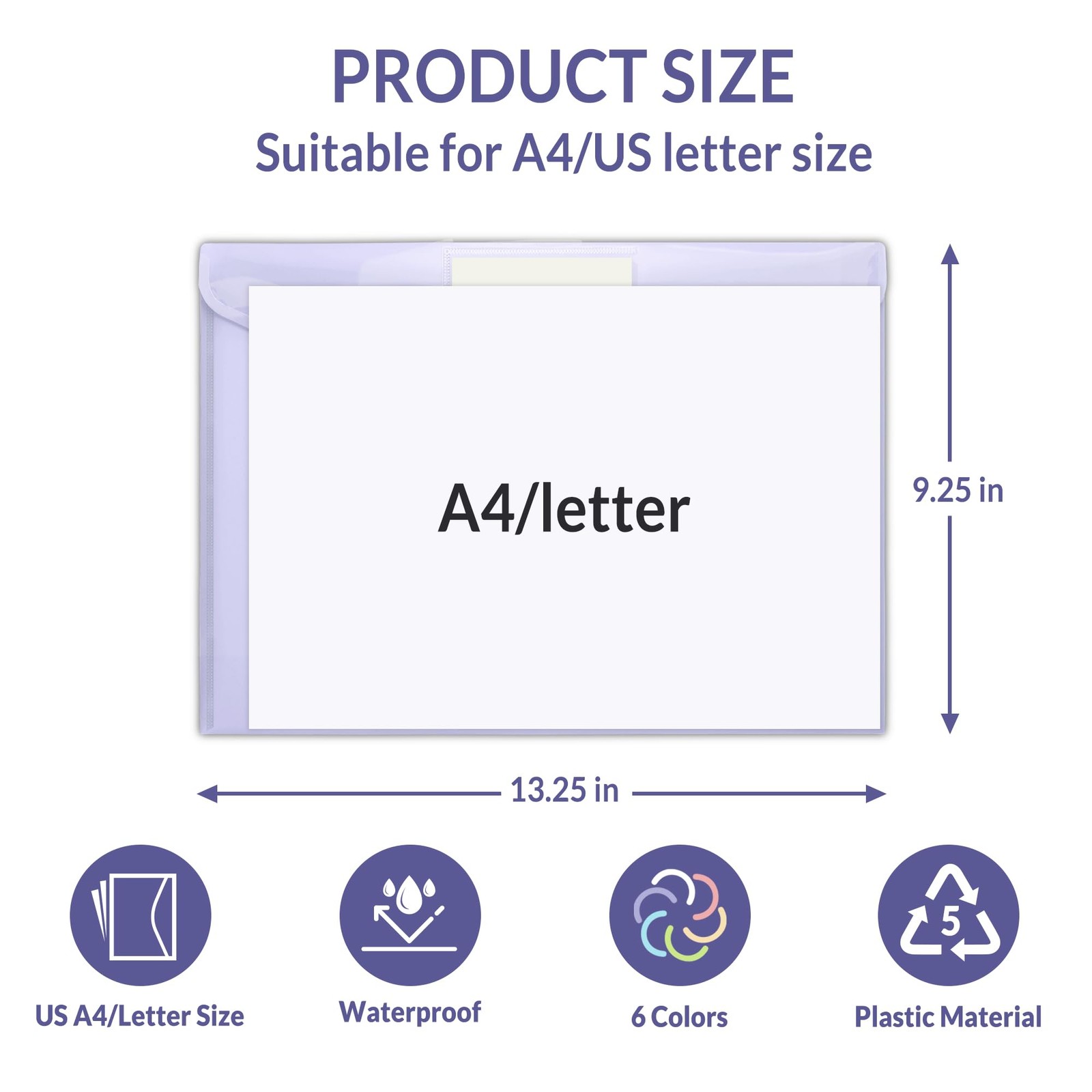 SUNEE 12 Pack Plastic Envelopes, Folders for Document A4 Letter Macaron
