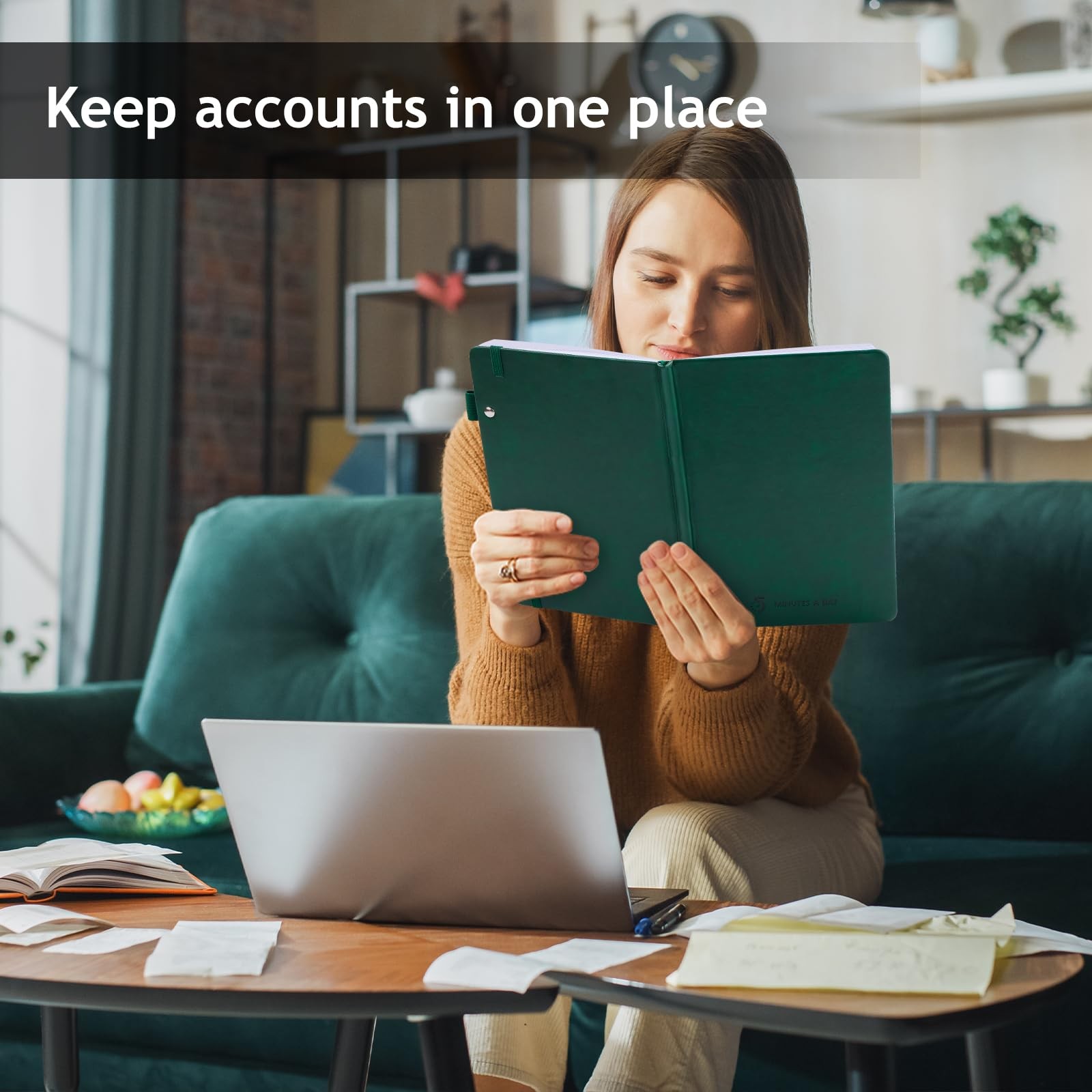 5 MINUTES A DAY Accounting Ledger Book: Medium (5.8″ x 8.3″), Dark Green