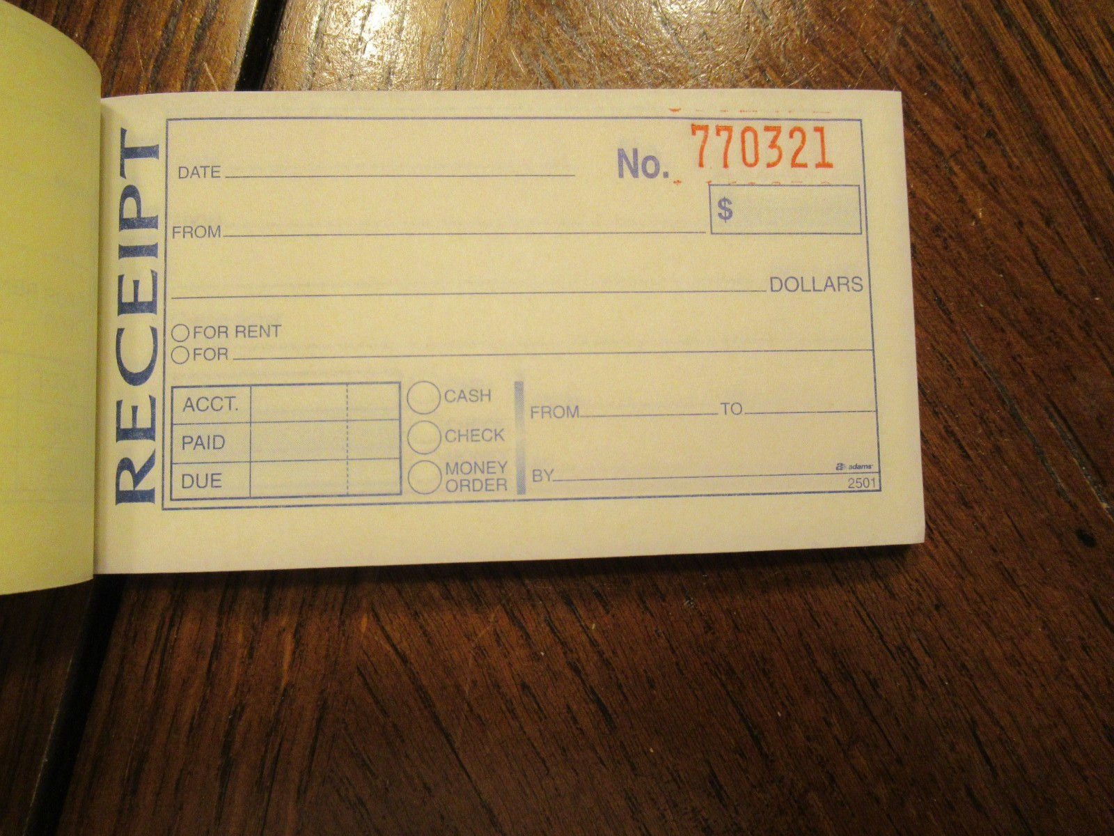 Adams Money/Rent Receipt Book 2-Part Carbonless Forms 2-3/4 x 5-3/8 in.