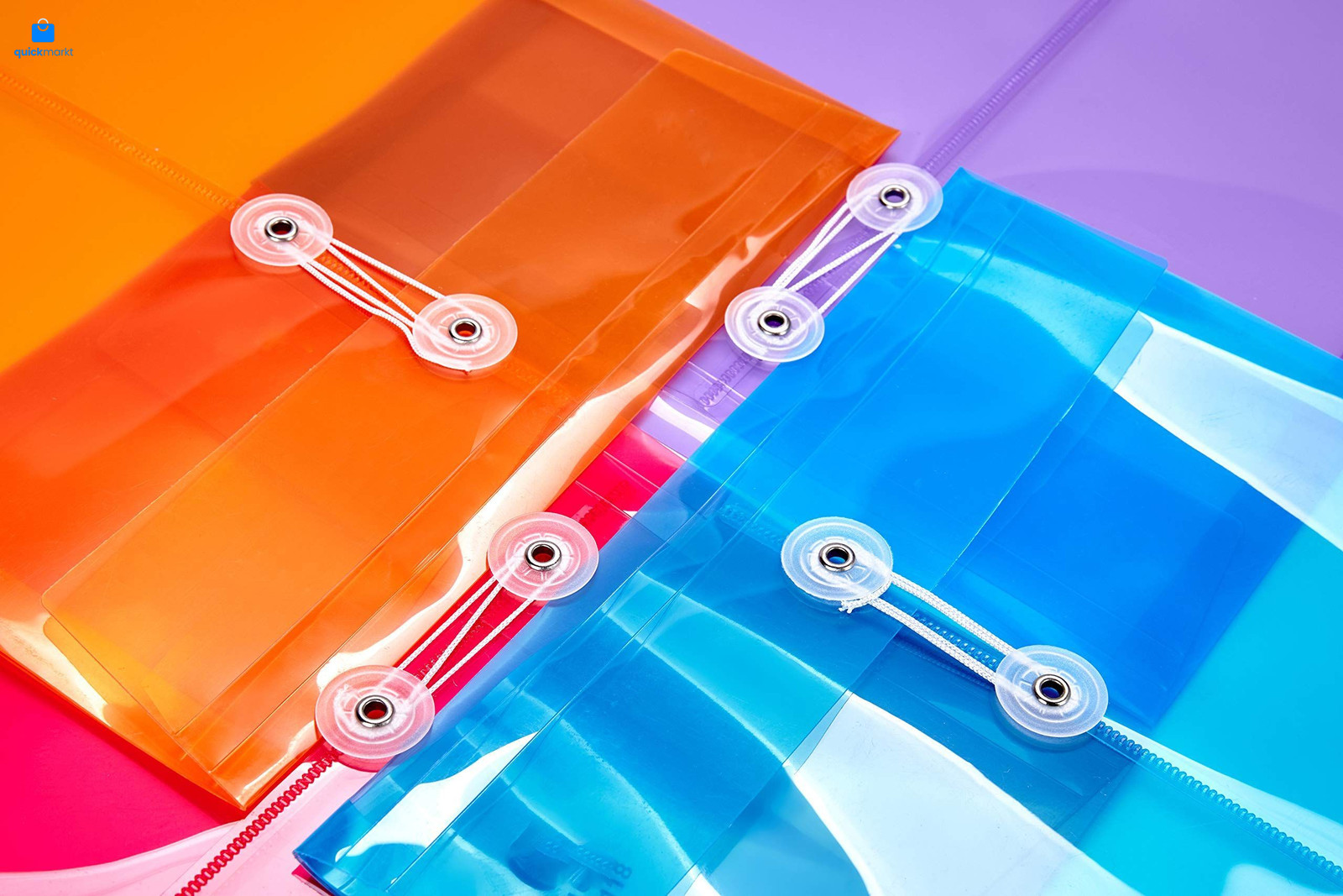 6 Pack Plastic Envelopes Poly Expandable Assorted Colors 6