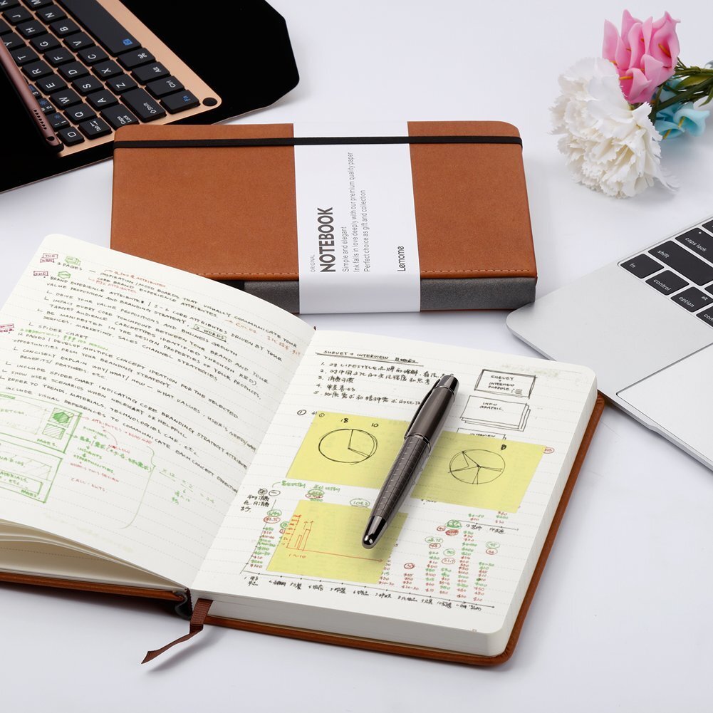 Lemome Grid Paper Notebook Hardcover Classic Notebook with Pen Holder – Page …