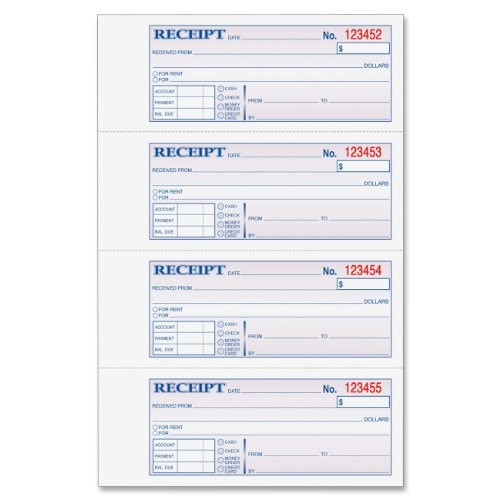 Adams TC1182 Tape Bound Money/Rent Receipt Book 100 Sheets