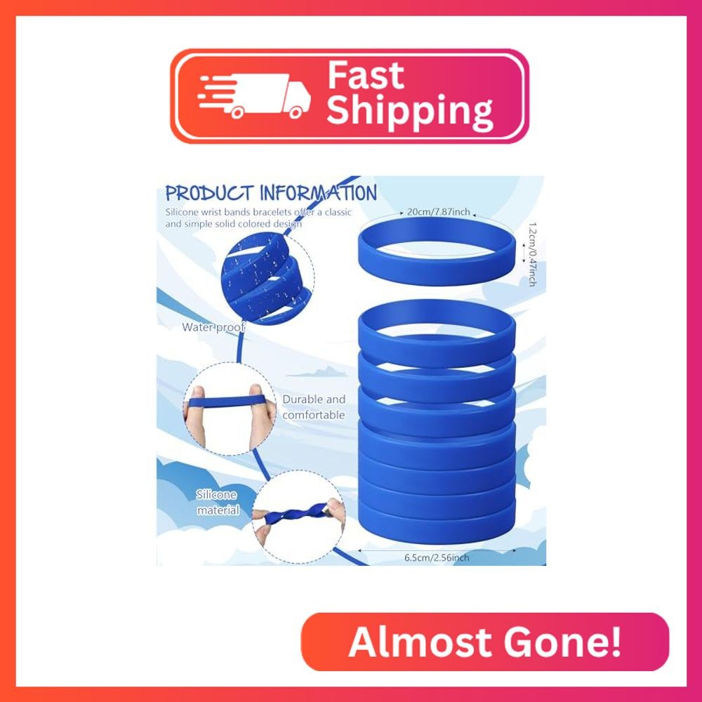 kymqlyw 24 Pcs Plain Silicone Rubber Bracelets Solid Color Rubber Wristbands Spo