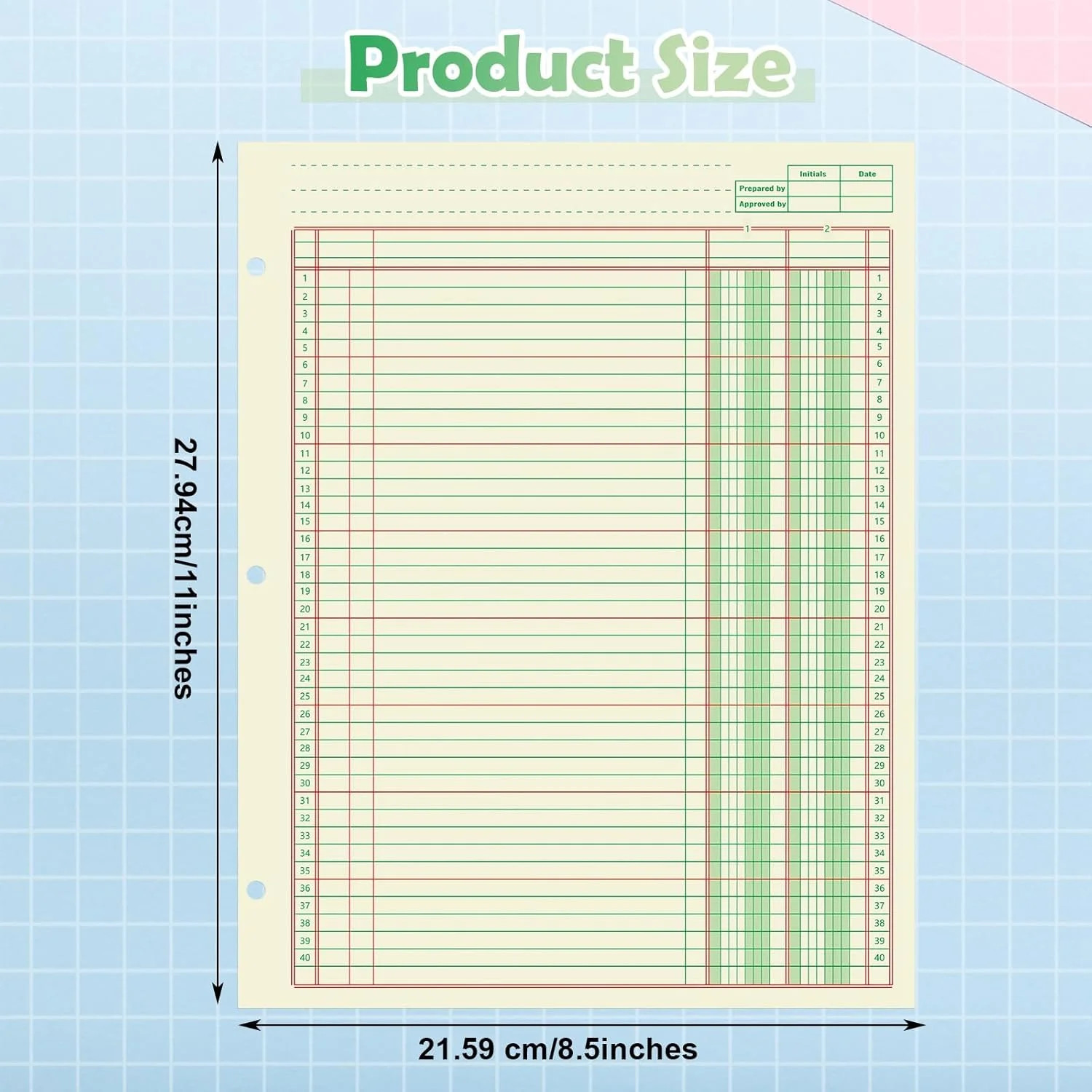 Fulmoon 5 Pack 250 Sheets Ledger Paper Accounting Columnar Pads 3 Hole Analysis