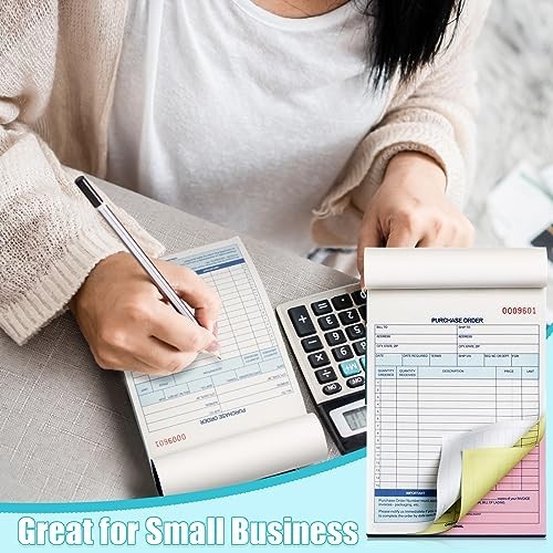 10 Pack Carbonless Purchase Order Forms – 3 Part Books for Small Business, 50 Se