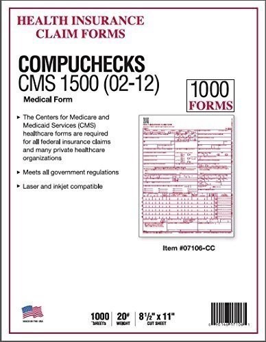 CMS 1500 Insurance Claim Forms 500 Sheets 20 lb White Paper USA Made