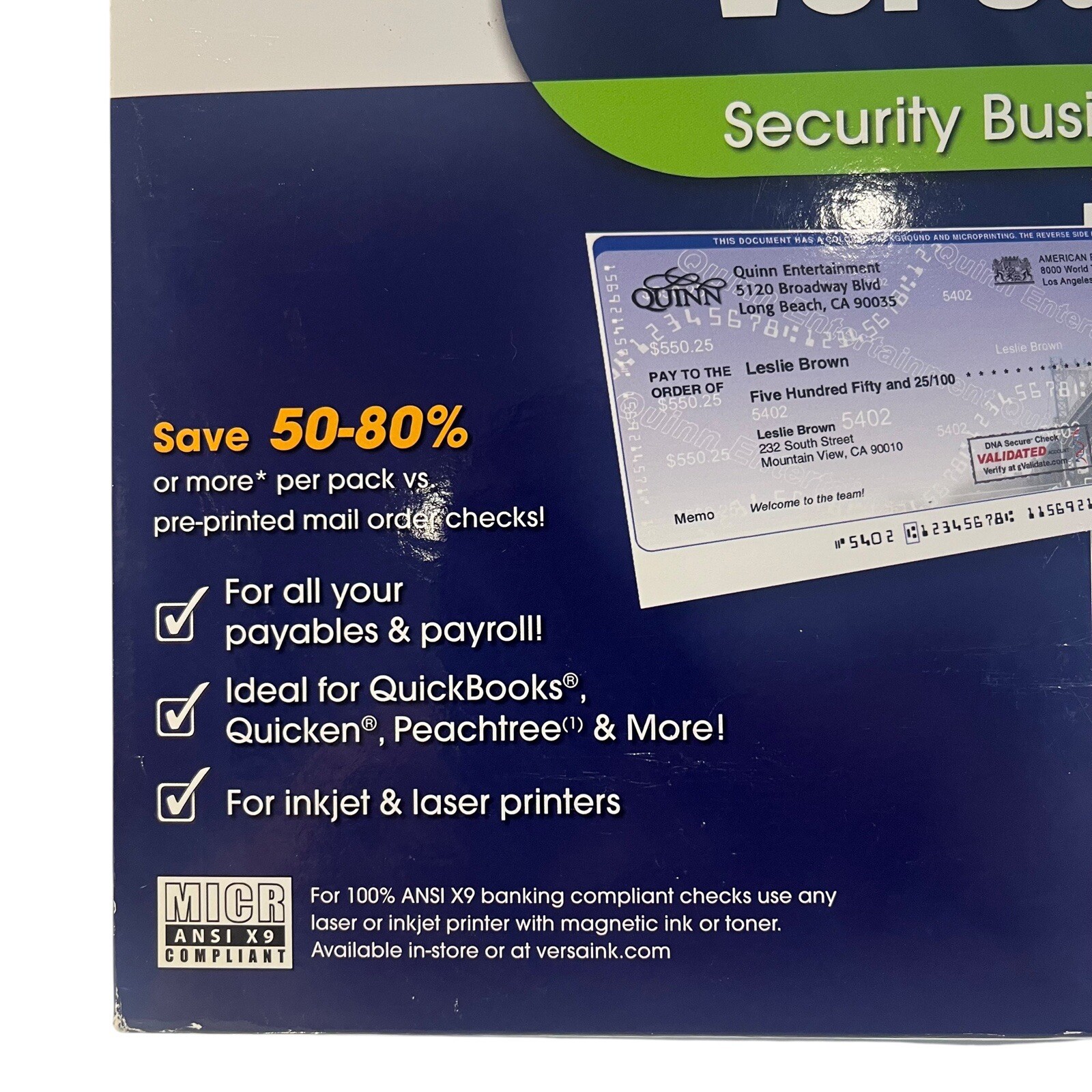 VersaCheck Secure Checks – 250 Blank Business Voucher Checks – Blue Classic – 25