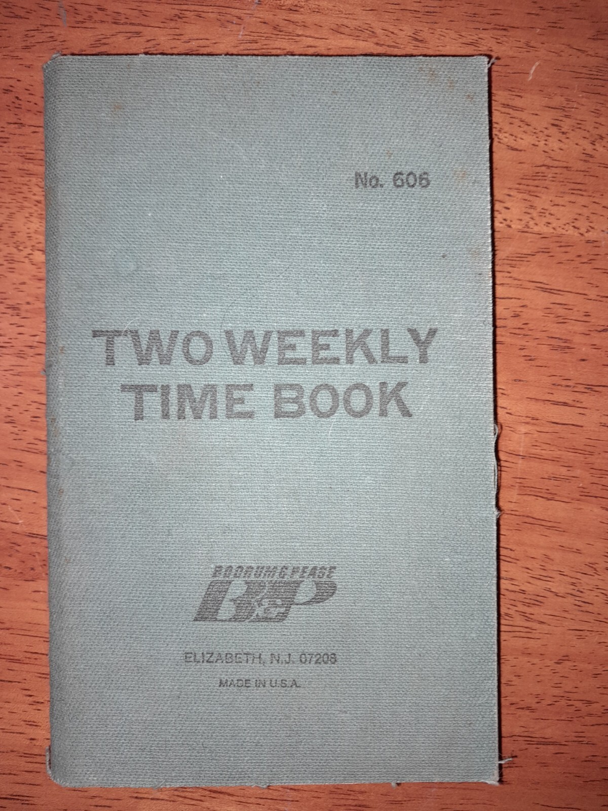 Vintage Unused Boorum & Pease Two Weekly Time Book Elizabeth, NJ USA VG+