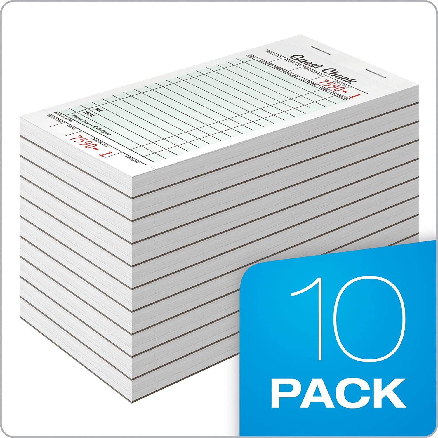 Adams Guest Check Pads, Single Part, Perforated Guest Receipt, 8.6 X 17.2 Cm, 5