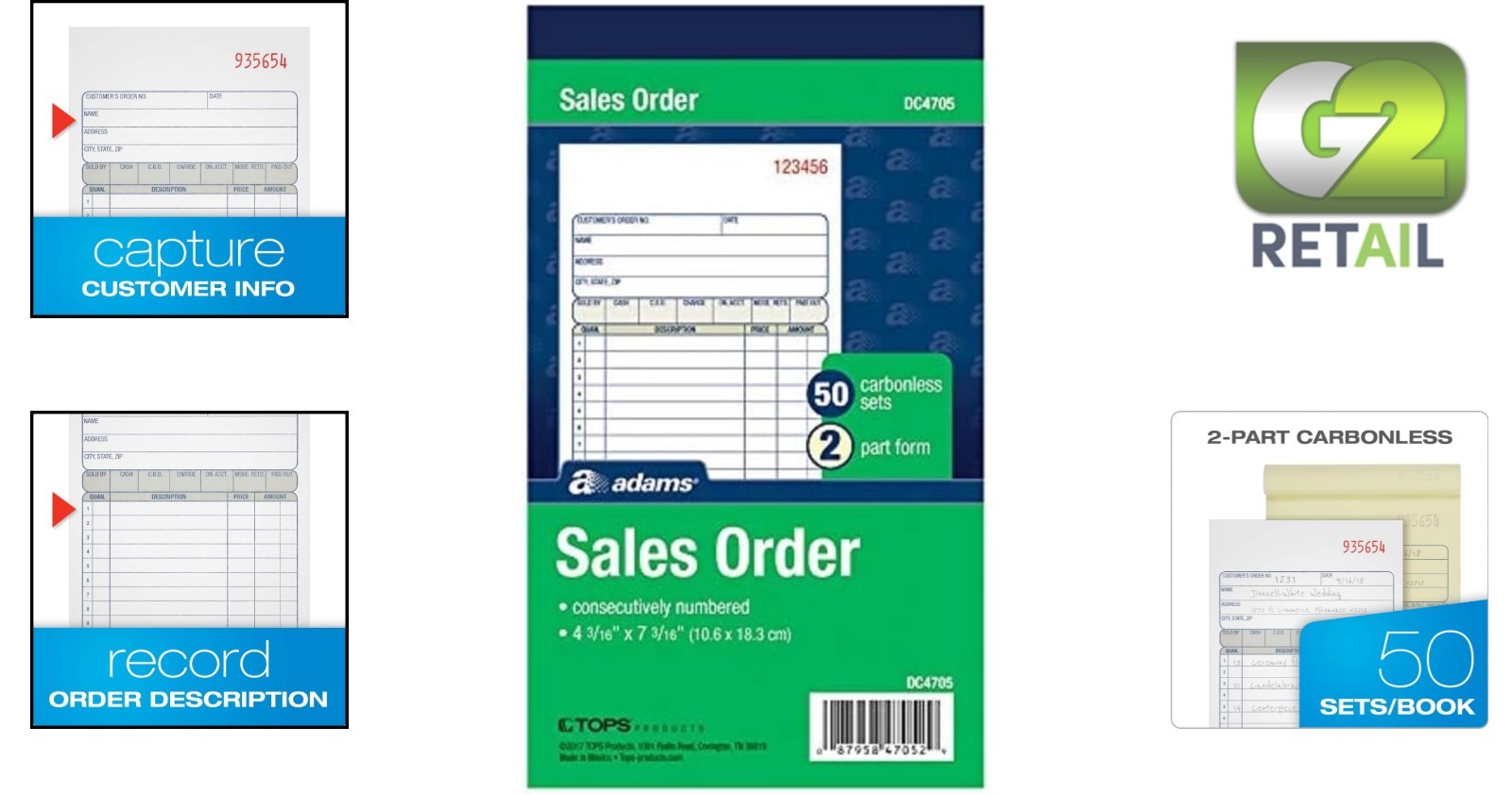 Compact 2-Part Carbonless Sales Order Books with Wraparound Covers – 3 Book Set