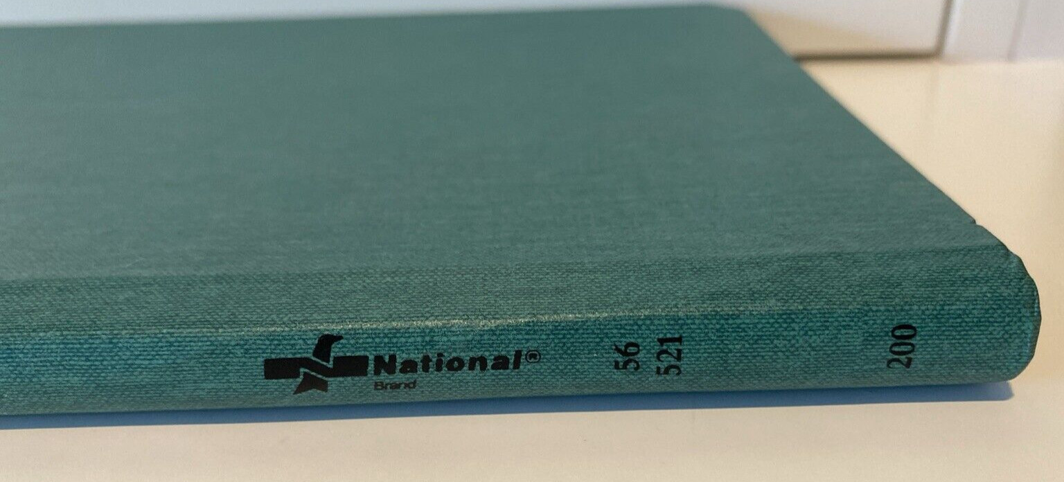 Vtg National Brand 56-521 Record Book, Rounded Corners, 9-5/8 x 6-1/4″, 200 pg
