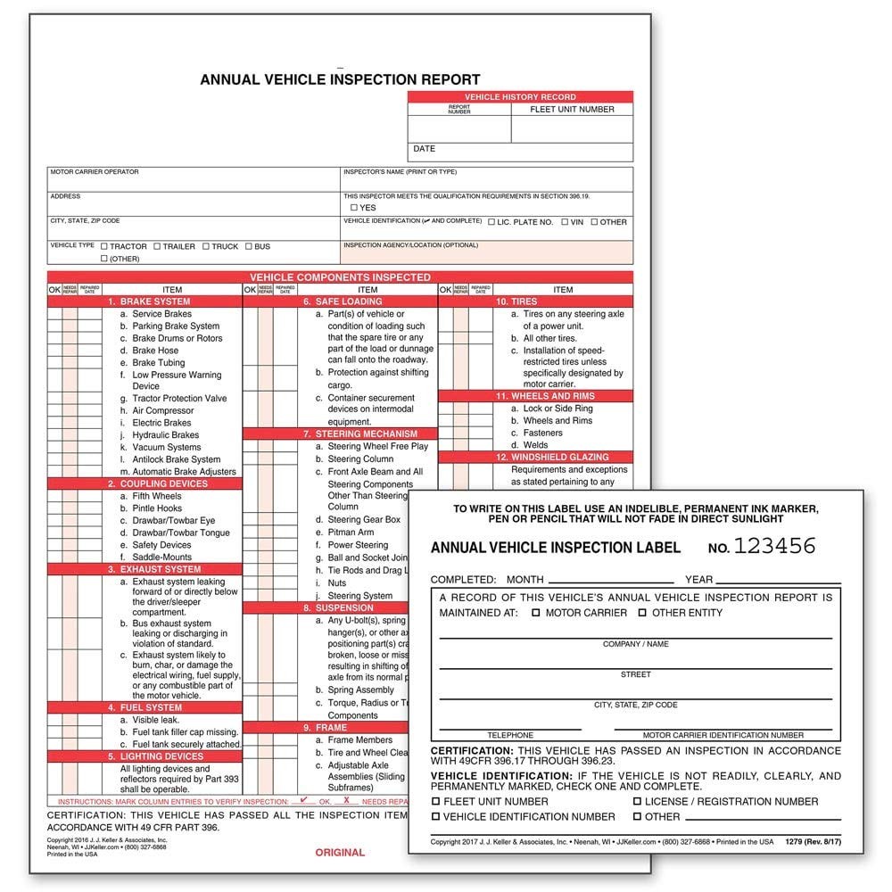 FMCS Regulations Pocketbook, Annual Vehicle Inspection Report Shrinkwrap Snap…